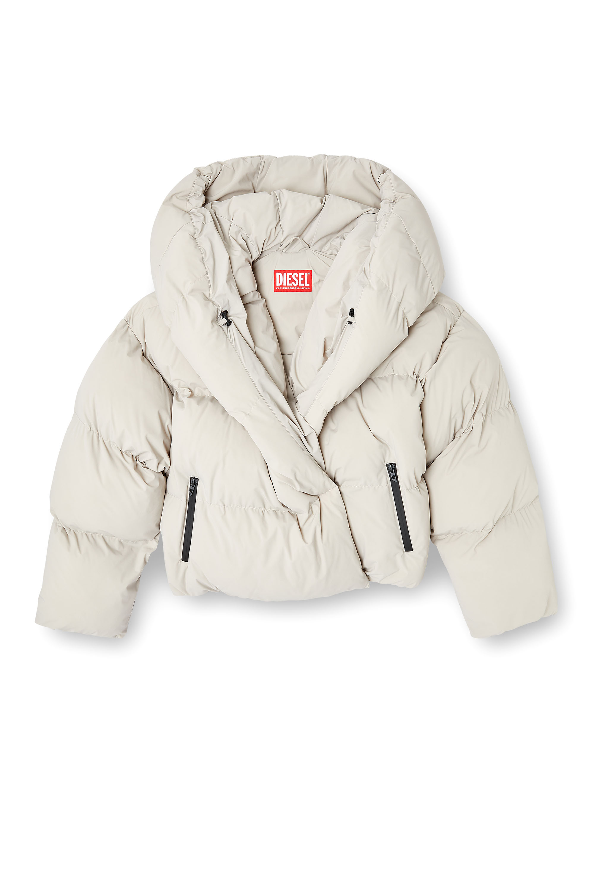 Diesel - W-ILEY-T1, Female's Wrap puffer in bi-stretch nylon in Beige - 3