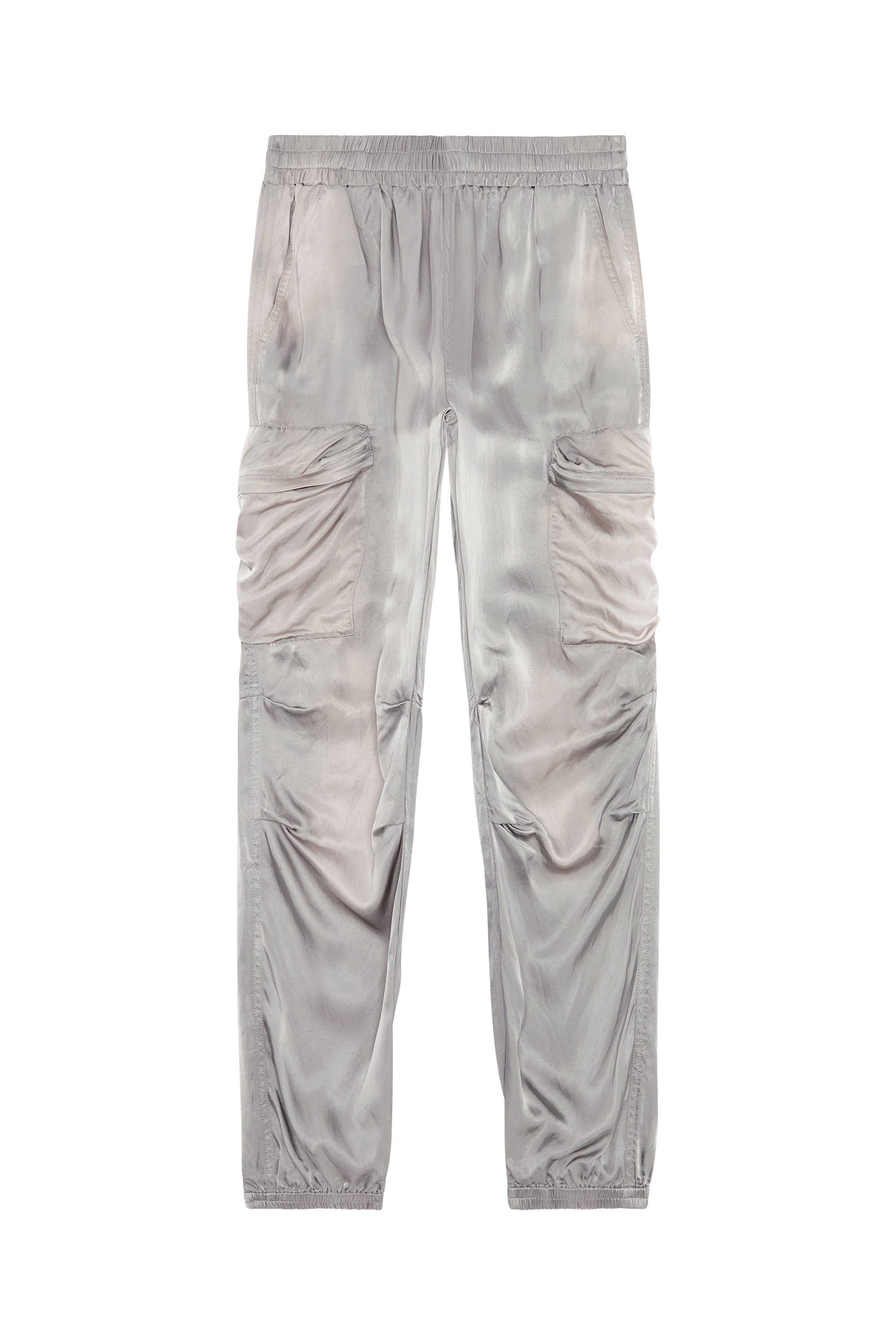 Diesel - P-MIROW-N1, Woman's Cargo pants in treated satin in Grey - 2