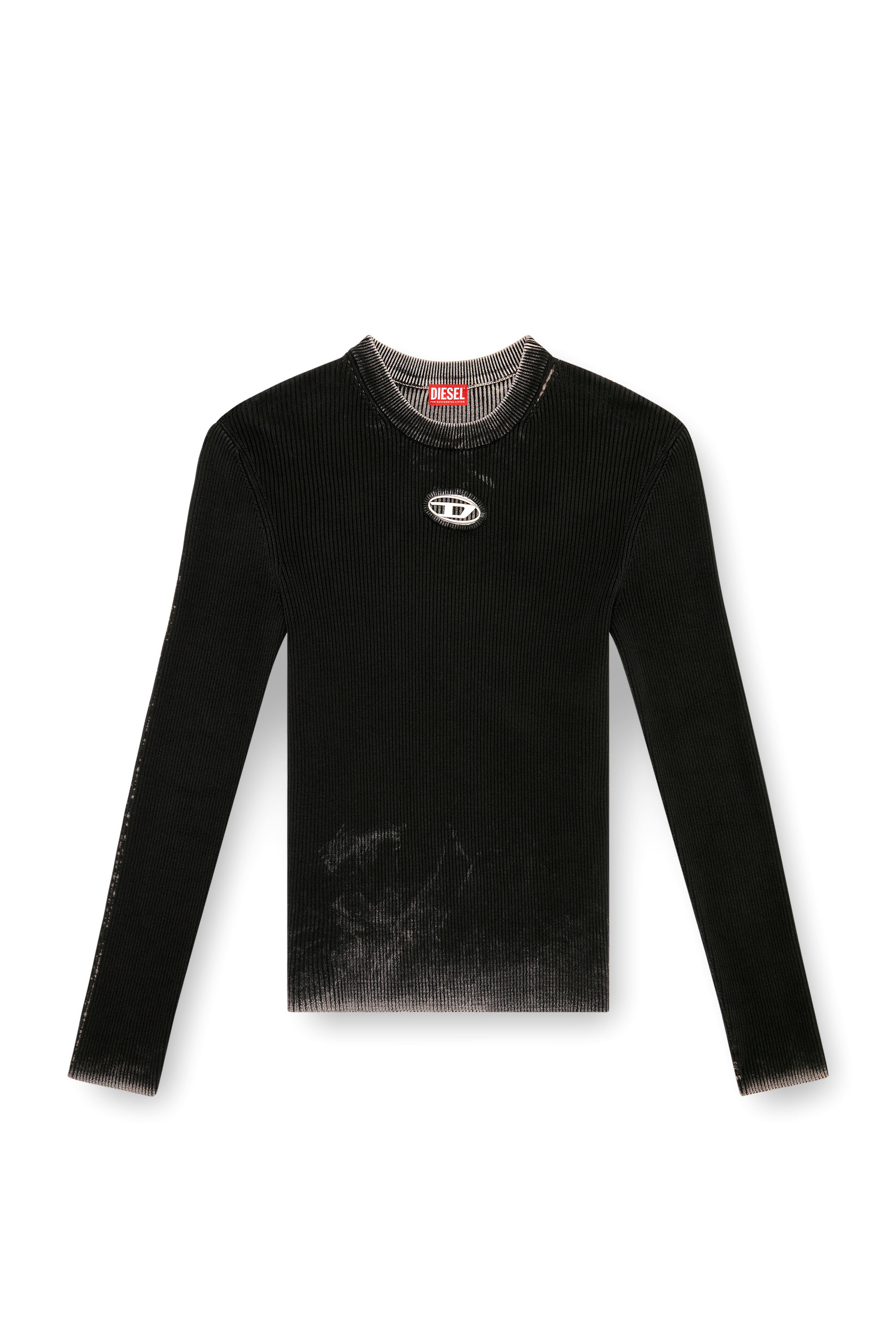 Diesel - K-DARIN-A, Male's Cut-out jumper with Oval D in Black - 3