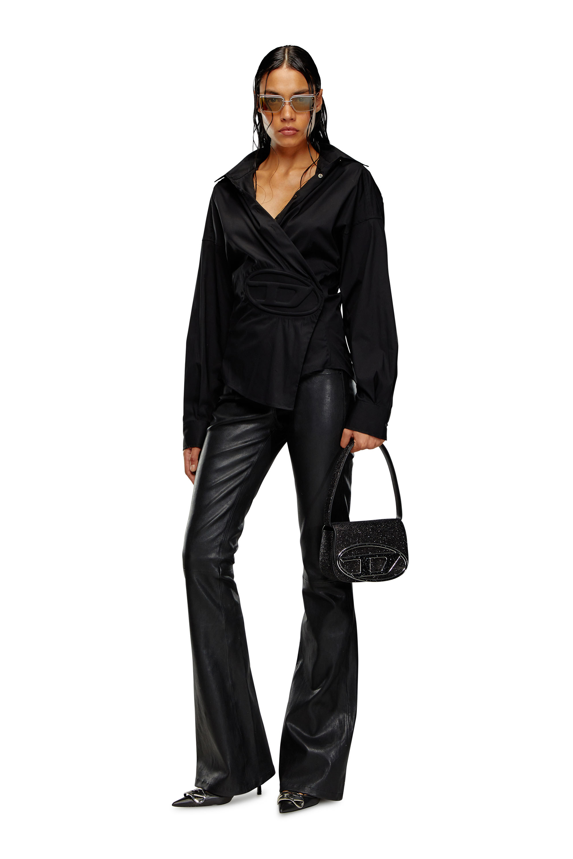 ◆DIESEL◆ 1DR Shoulder Bag Black X08396P8036T8013 X08396P80 Women's 1DR-Iconic shoulder bag in mirror leather | Black