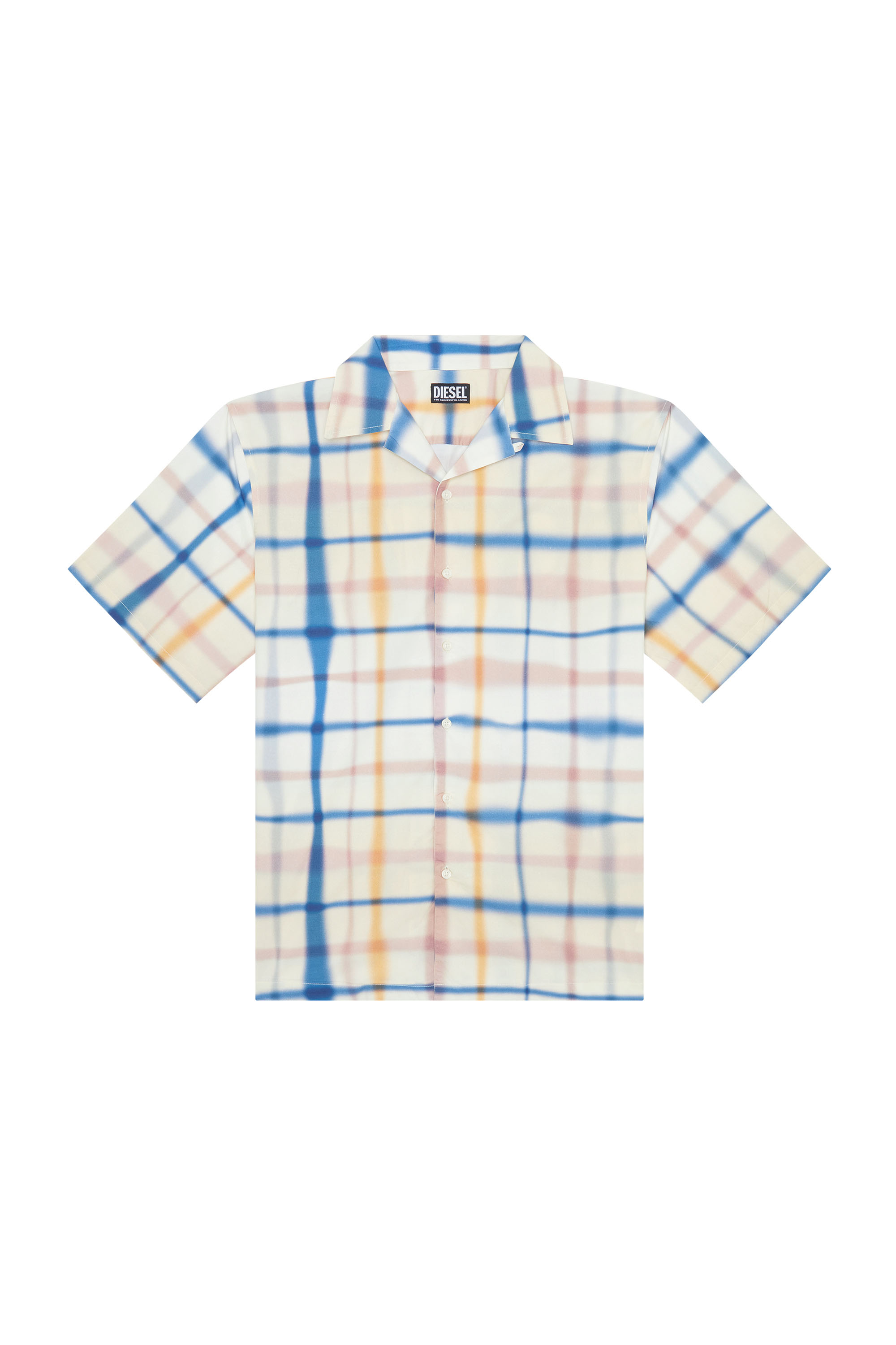 Diesel - S-FRANK-CHECK, Man's Uneven check short-sleeve shirt in Blue/White - 2