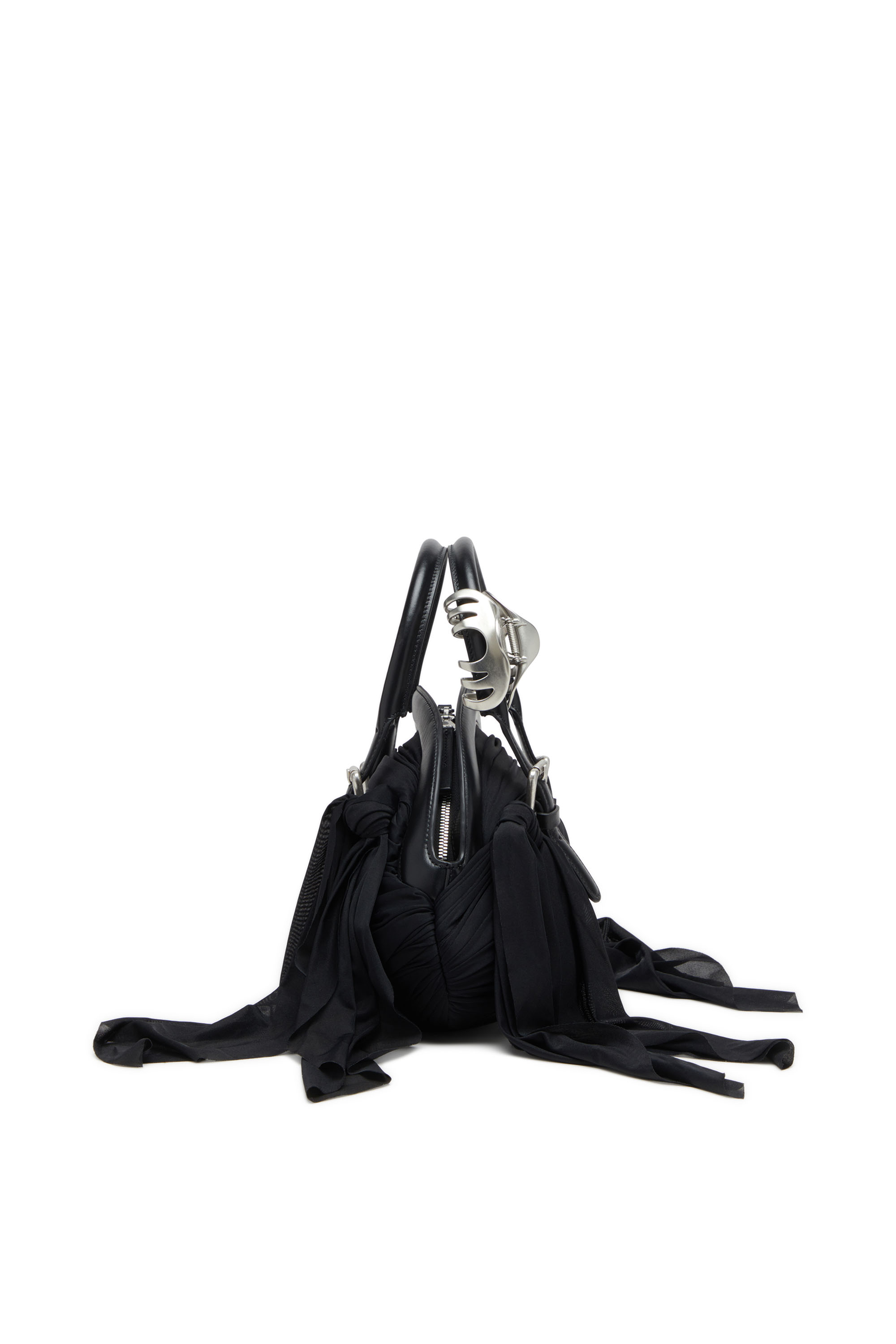 Diesel - TRASH-D TOP HANDLE, Female's Trash-D-Bandana handbag in jersey and leather in Black - 4