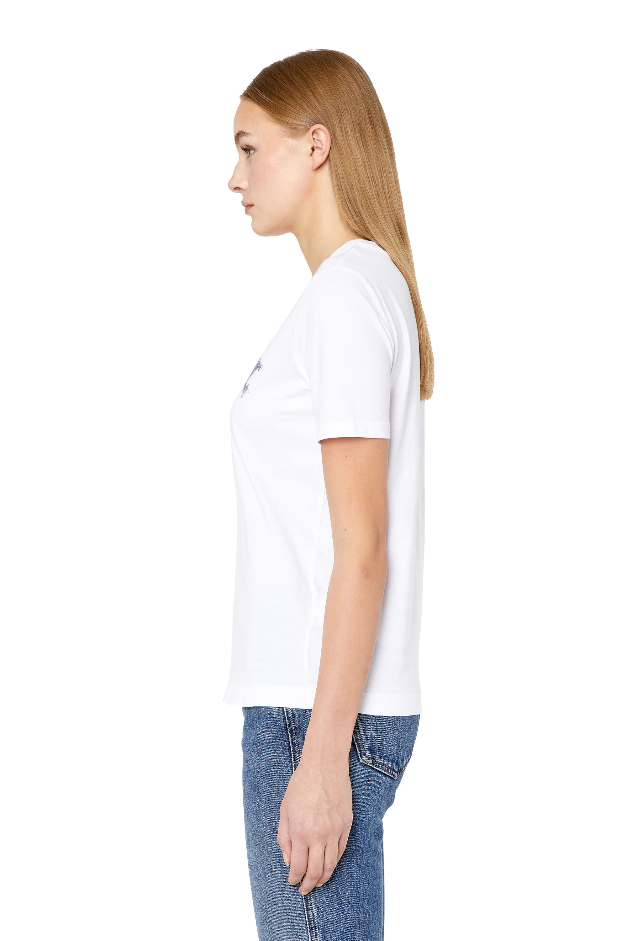 Women's T-shirt with circle and logo print | White | Diesel
