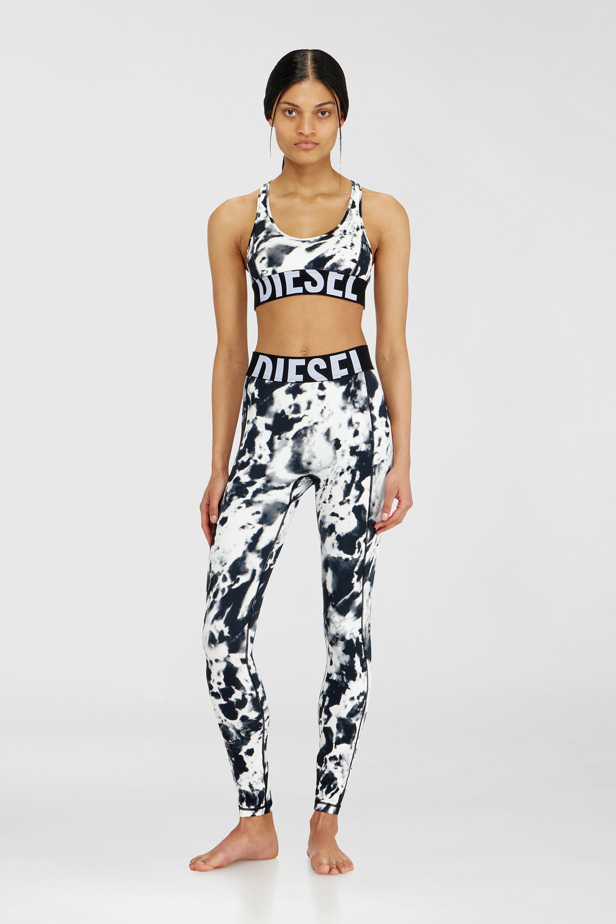 Diesel - ADELINE-D-POP, Female's Leggings in printed microfibre in White/Black - 1