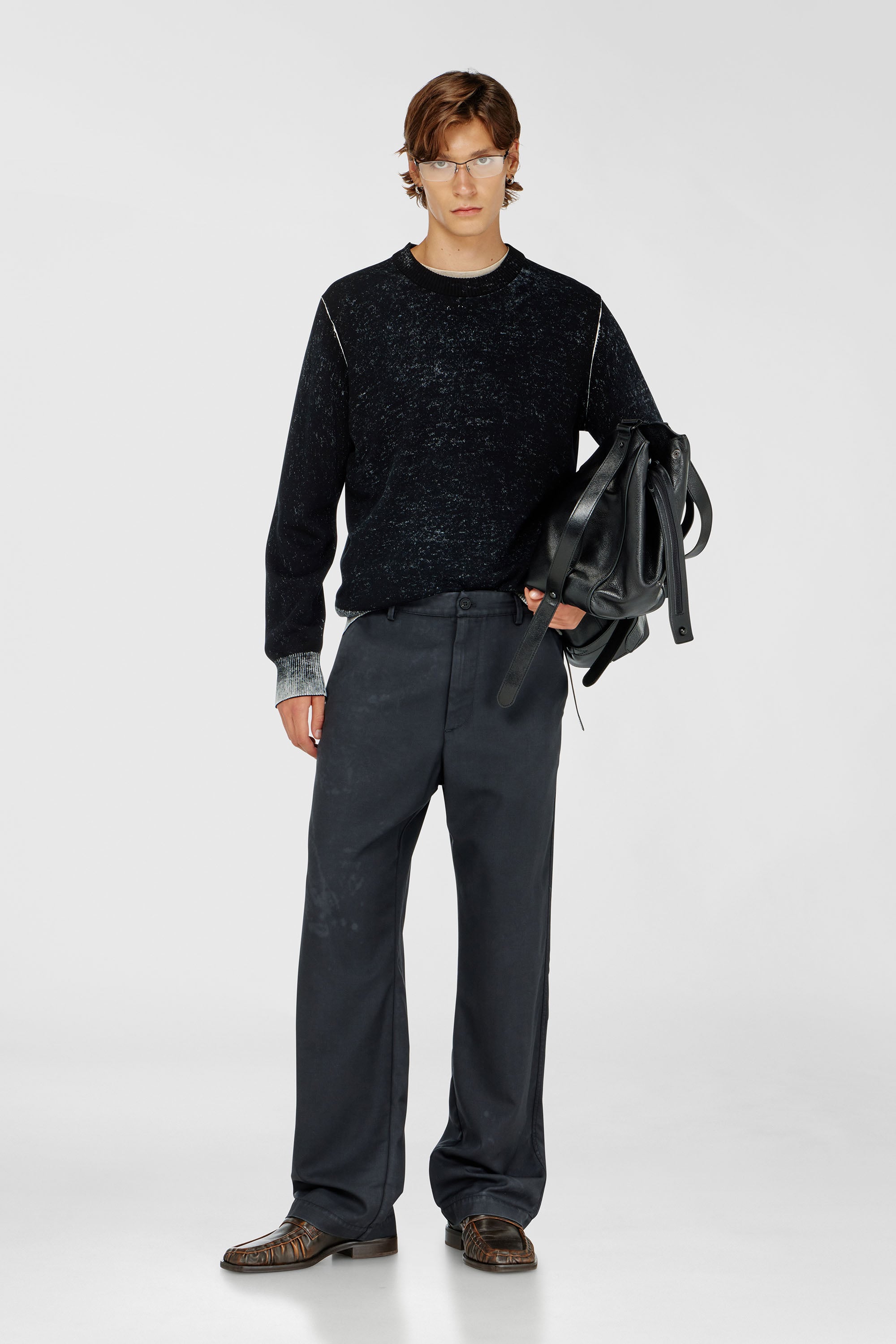 Diesel - K-LARENCE-B, Male's Reverse-print cotton jumper in Black - 2