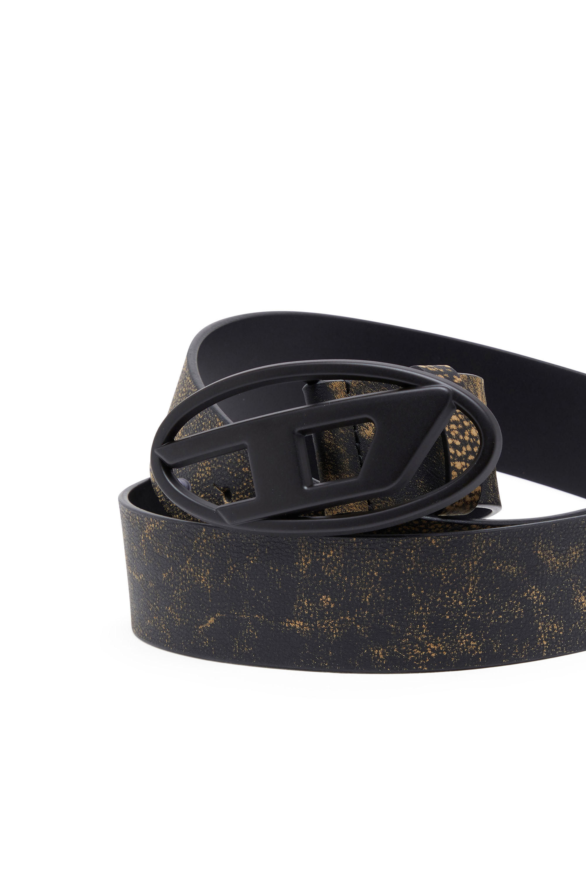 Women's Treated leather belt with logo buckle | Multicolor | Diesel