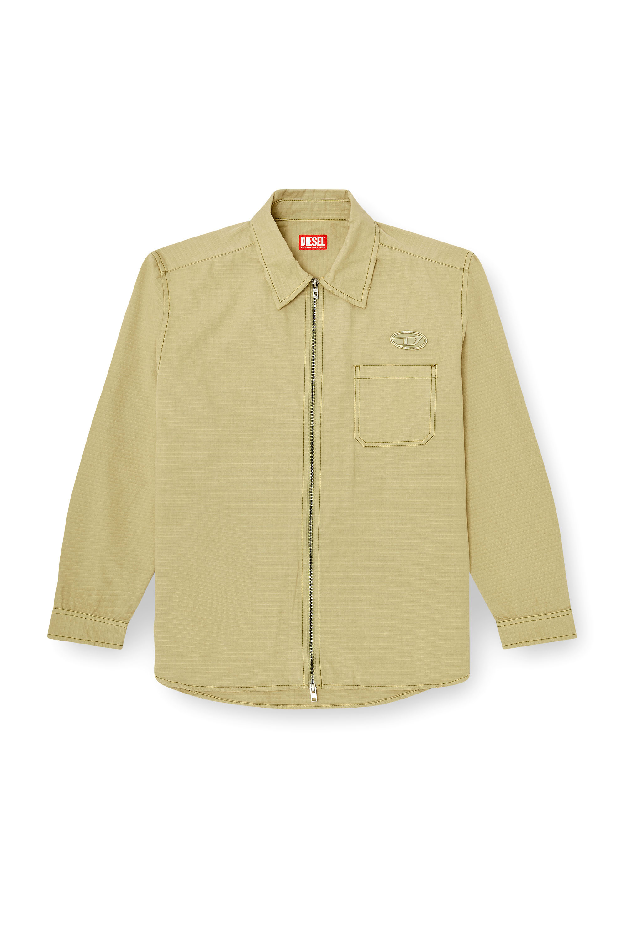 Diesel - S-ALIAS-ZIP, Male's Ripstop shirt with zip closure in null - 2