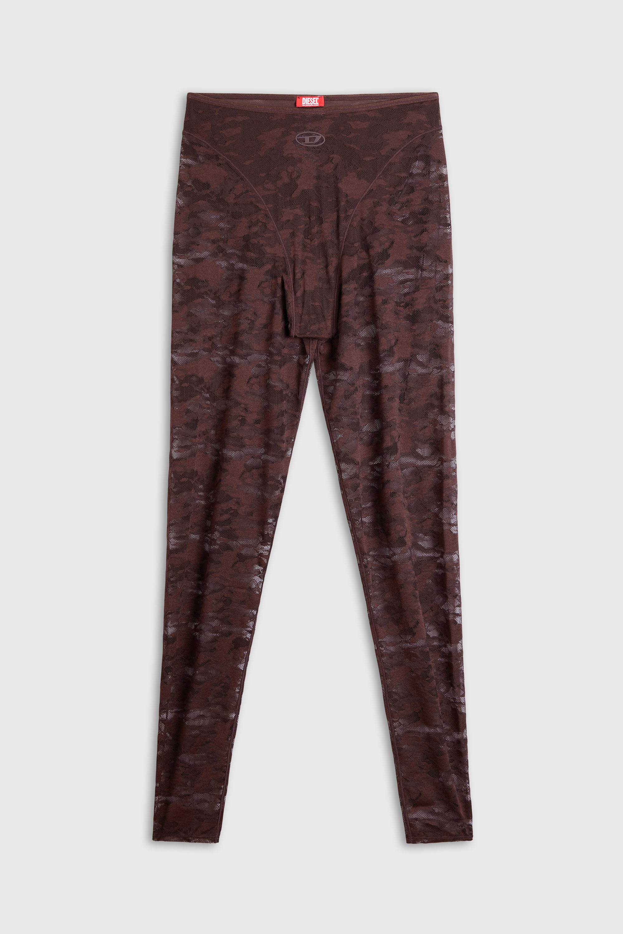 Diesel - HAYLEY-UTLT, Woman's Leggings in nylon camouflage lace in Dark Brown - 6