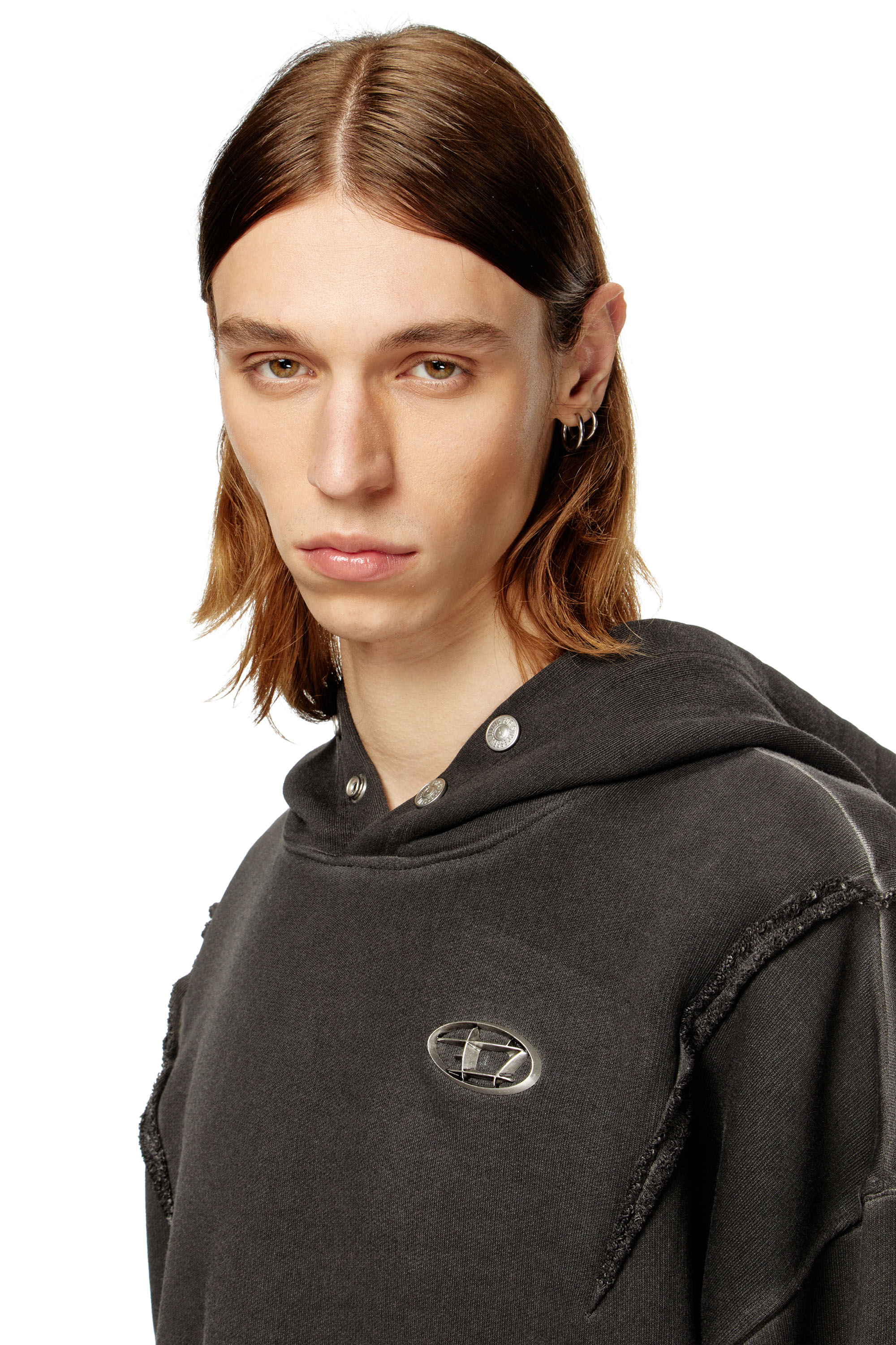Diesel - S-THUG-HOODIE, Sweat à effet délavé Mixte in Noir - 3