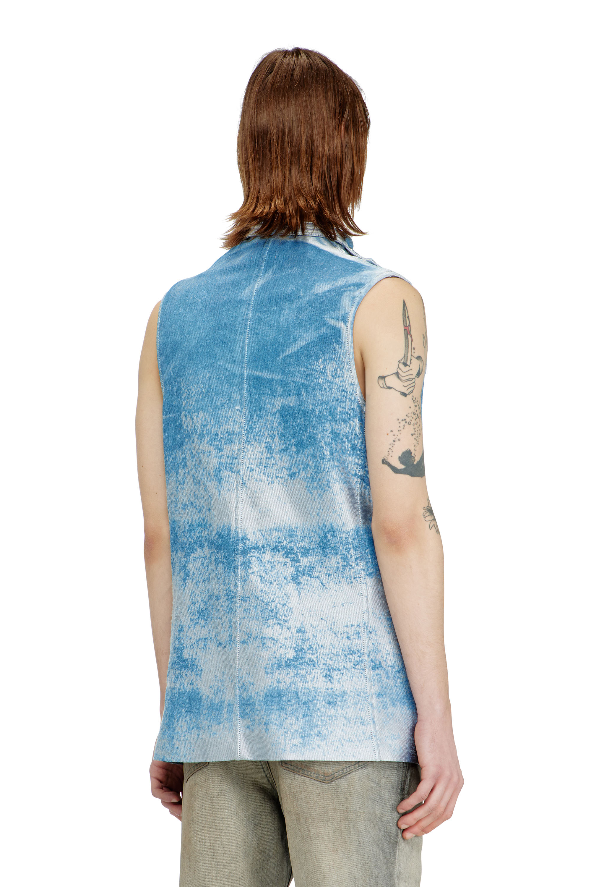 Diesel - D-LORMIL-FSI, Man's Sleeveless vest in coloured satin denim in null - 5