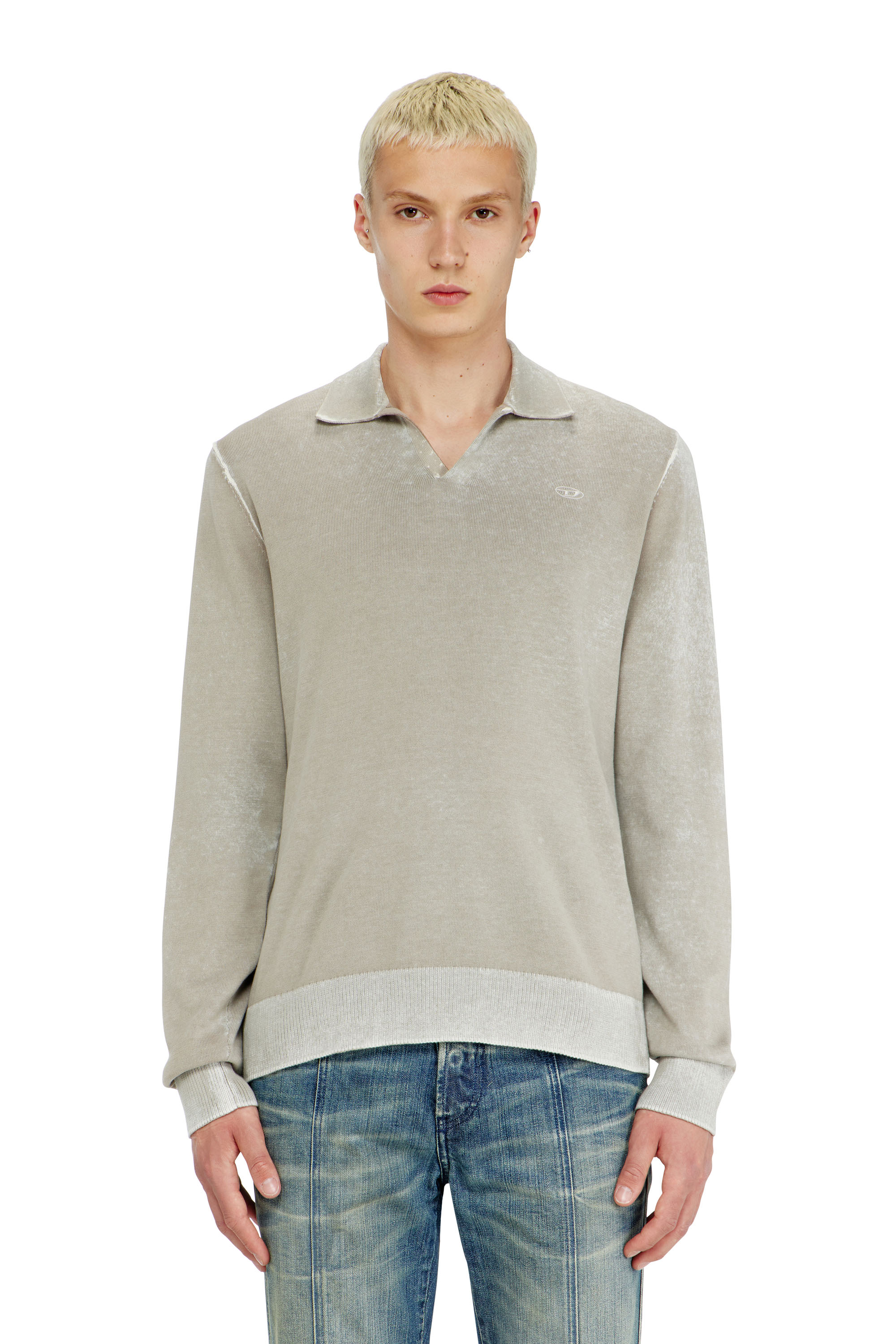 Diesel - K-LAWRENCE, Pull polo avec impression invers&eacute;e d&eacute;lav&eacute;e Homme in ToBeDefined - 1