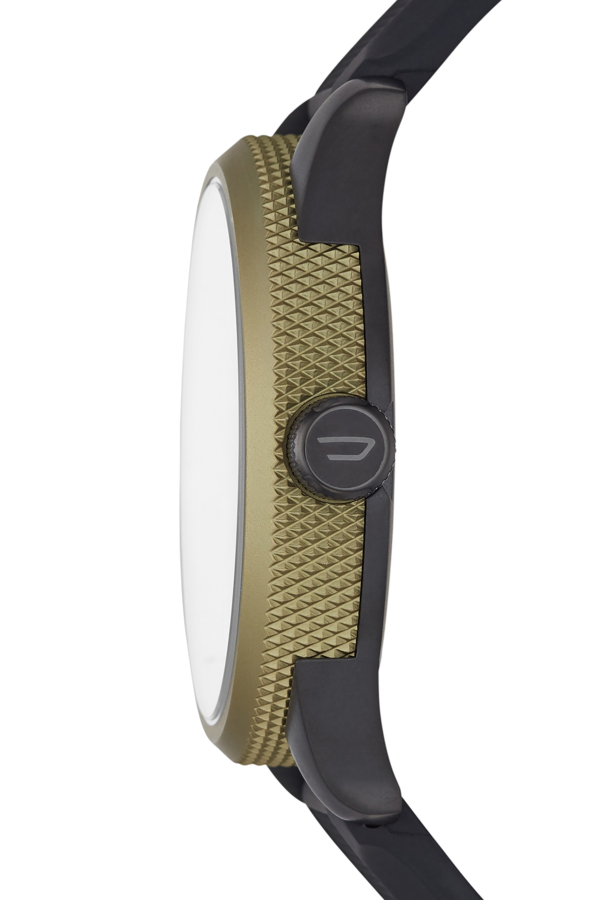 Diesel - DZ1875, Man's Rasp Nsbb three-hand black silicone watch in Black/Green - 2