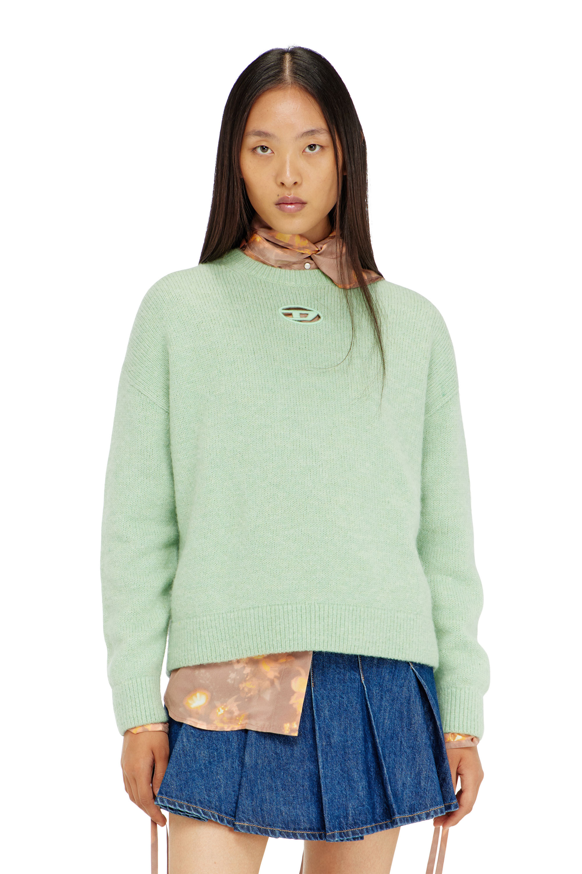 Diesel - M-AREETA, Woman's Jumper in wool and alpaca blend in Water Green - 1
