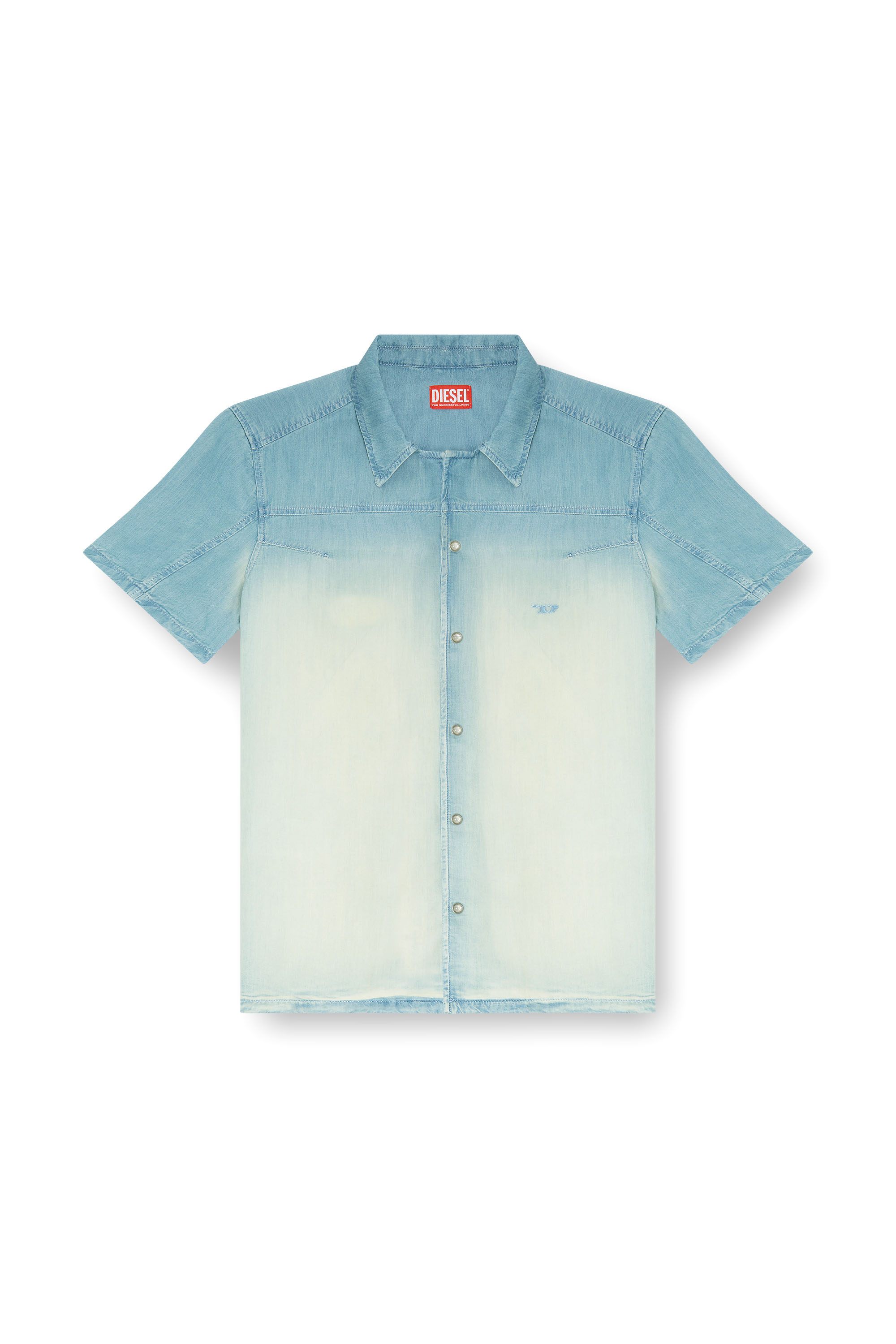 Diesel - D-CLARIVO-S, Chemise &agrave; manches courtes en denim fluide surteint Homme in Bleu - 2