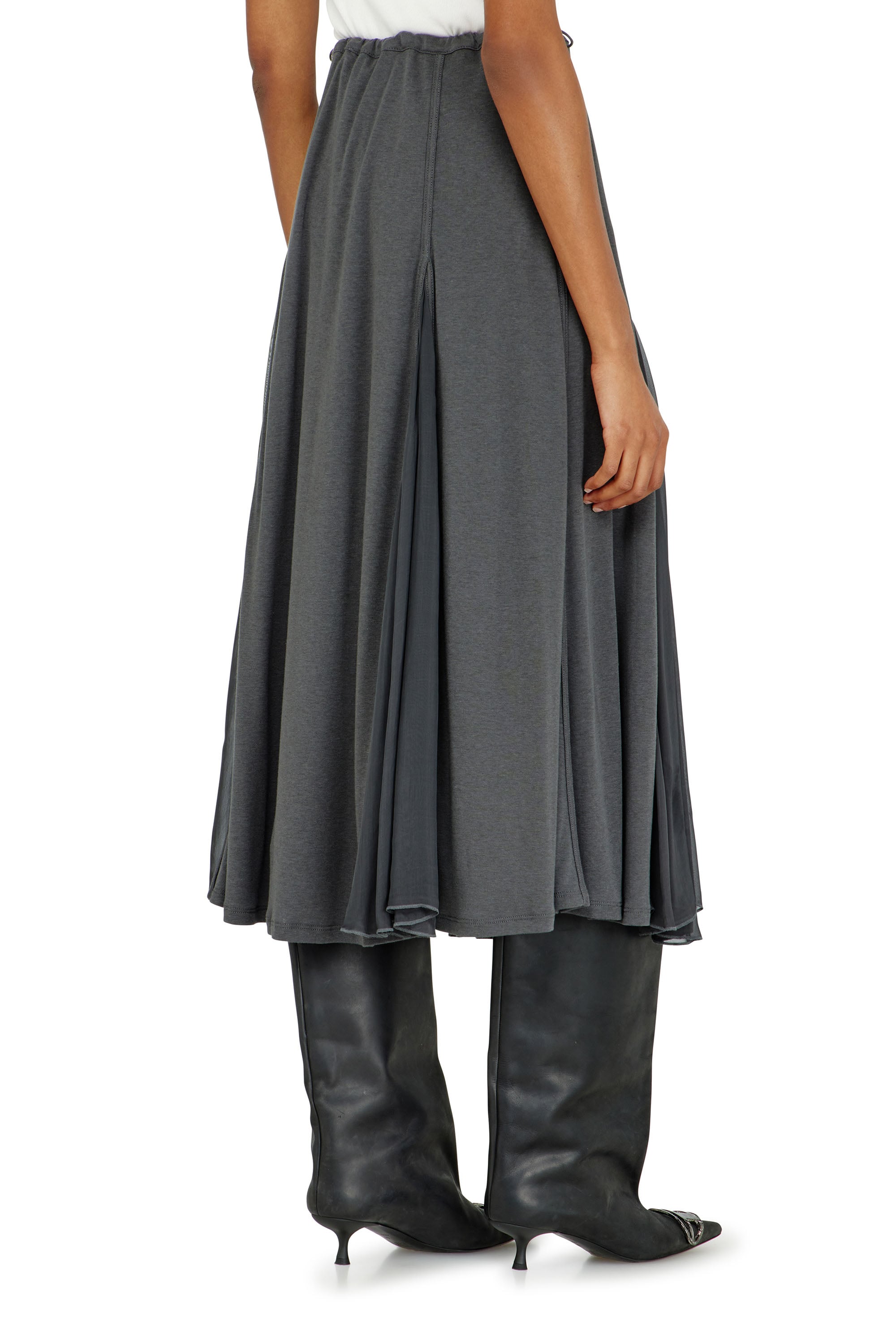 Diesel - O-LONGREI, Female's Midi skirt in ribbed jersey and chiffon in null - 3