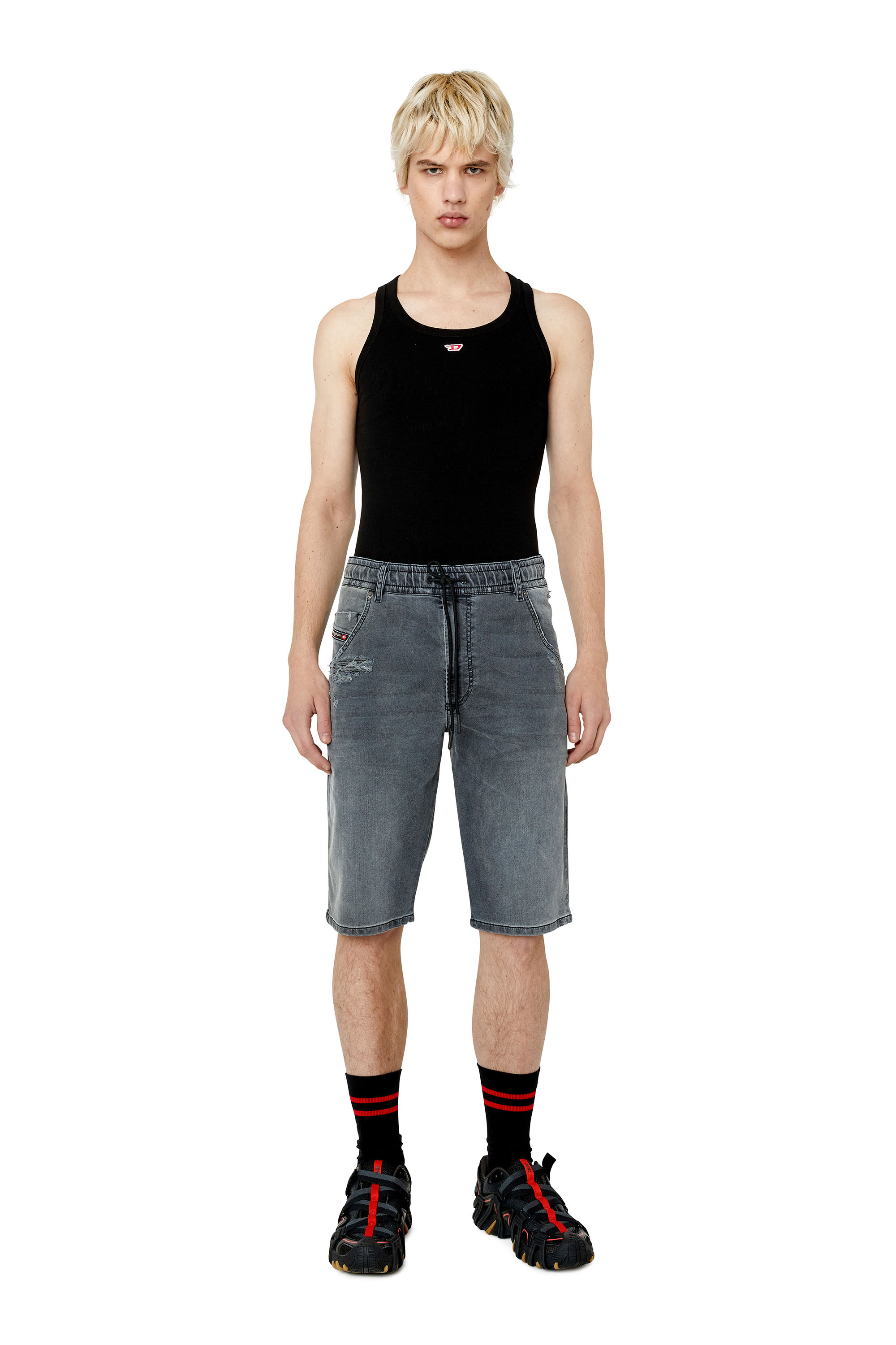 D-KROOSHORT-Z JOGGJEANS Man: Ripped shorts in Track Denim | Diesel