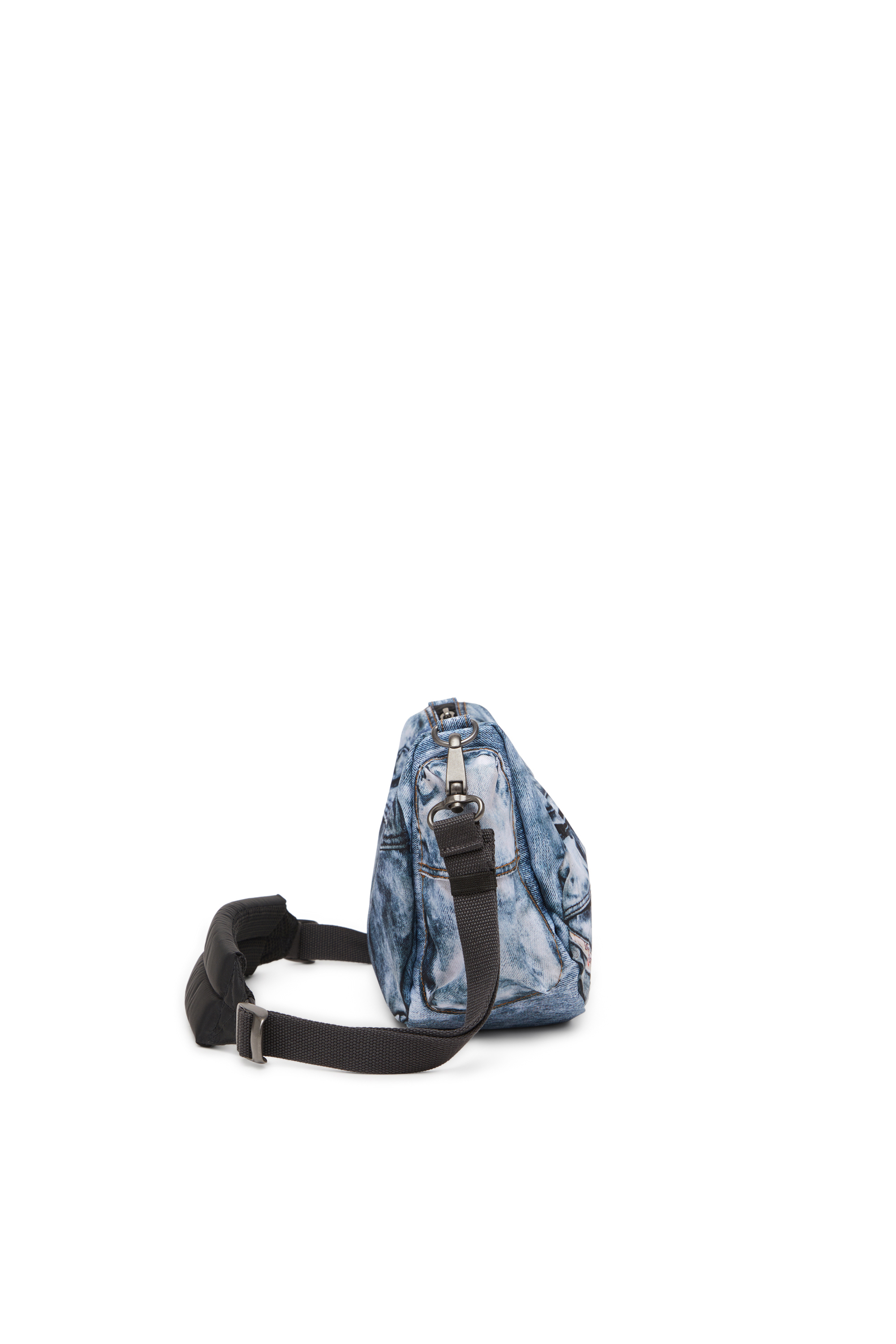 Diesel - DIESEL SHOULDER BAG, Bolso con m&uacute;ltiples bolsillos en denim trampantojo Unisex in Azul marino - 3