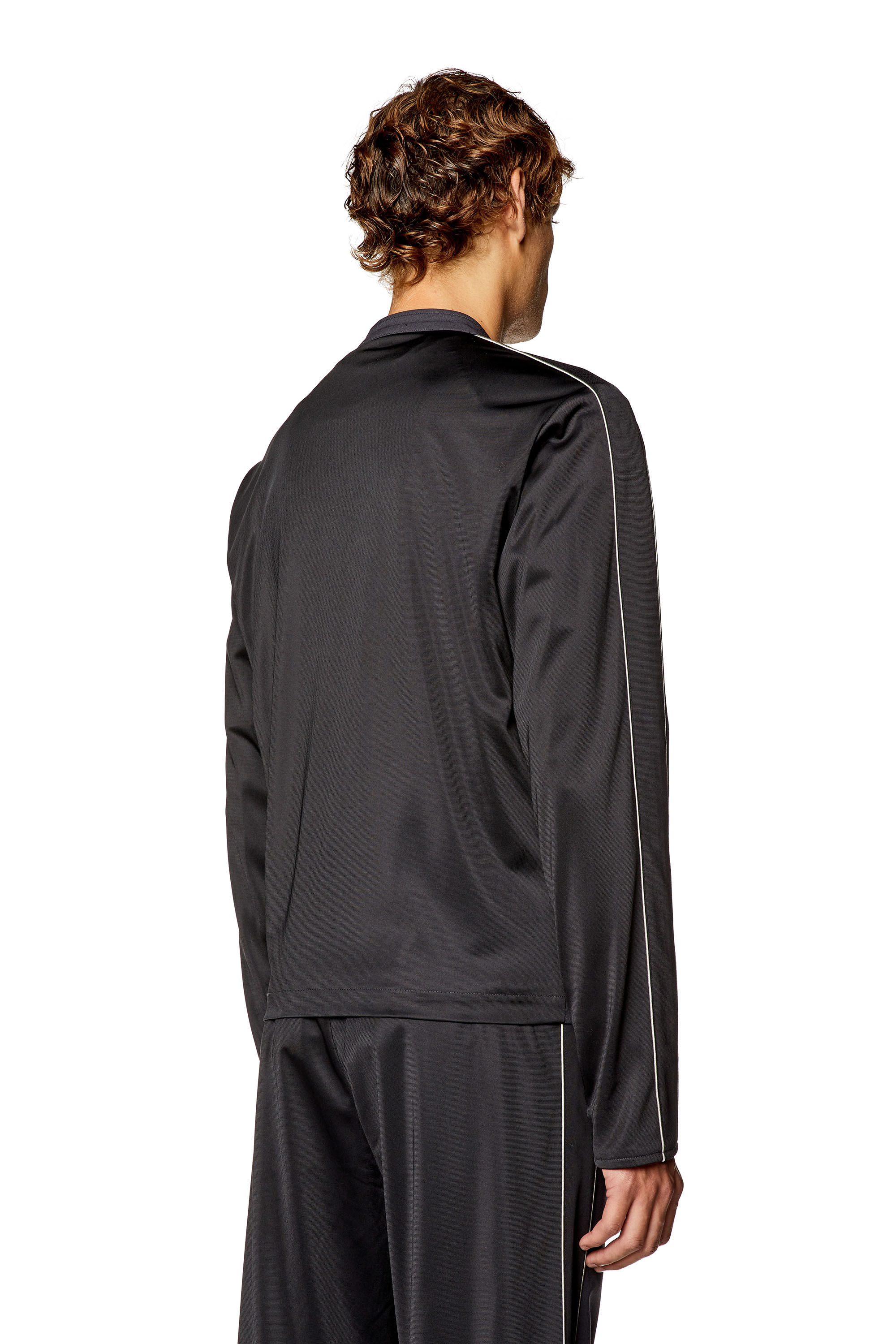 Diesel - J-DEVLIN, Man's Biker jacket in cool wool and tech jersey in Black/Grey - 5