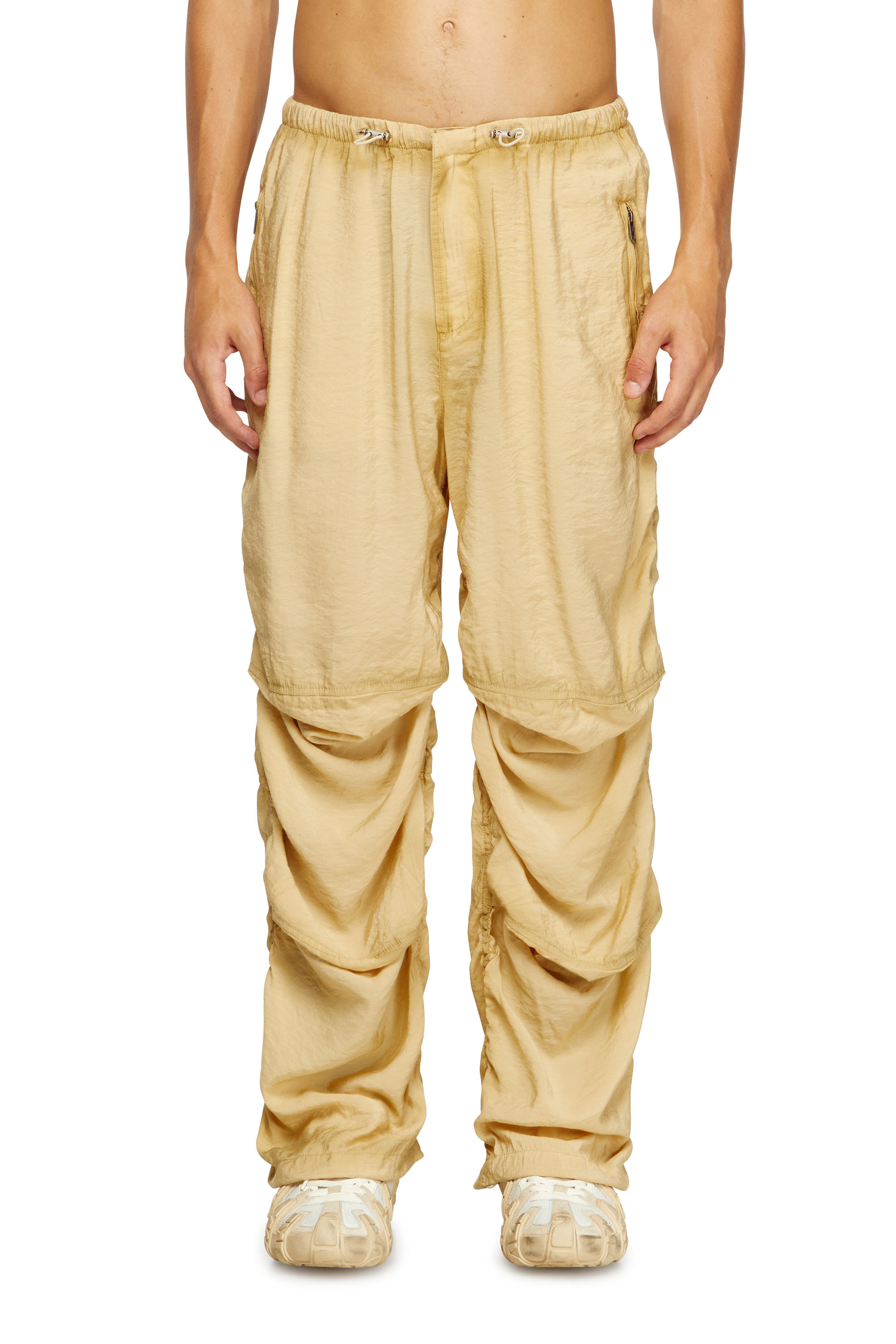 Diesel - P-DAILY, Pantalon utilitaire en tissu léger et froissé Homme in Beige - 1