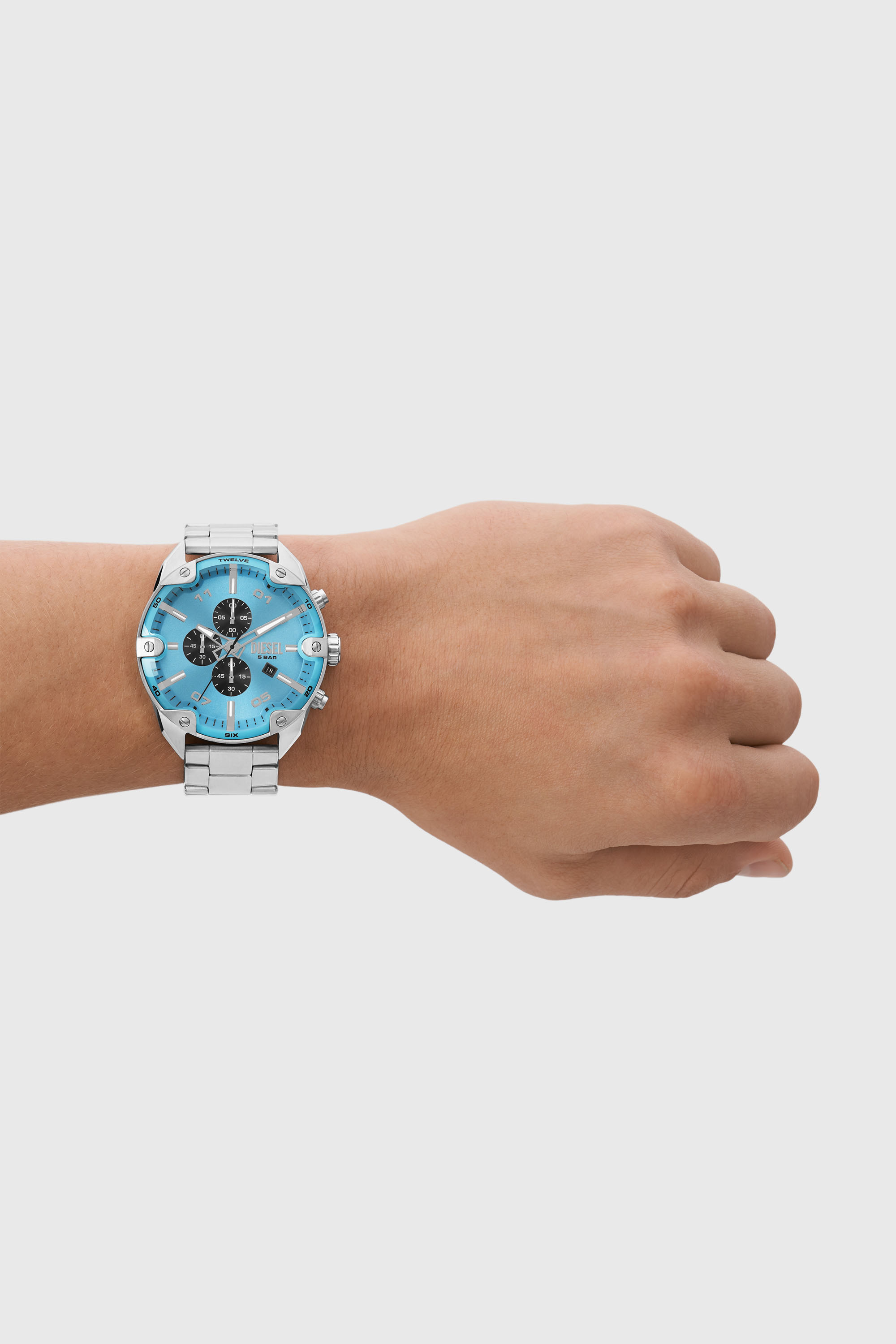 Men's Spiked chronograph stainless steel watch | Silver | Diesel US