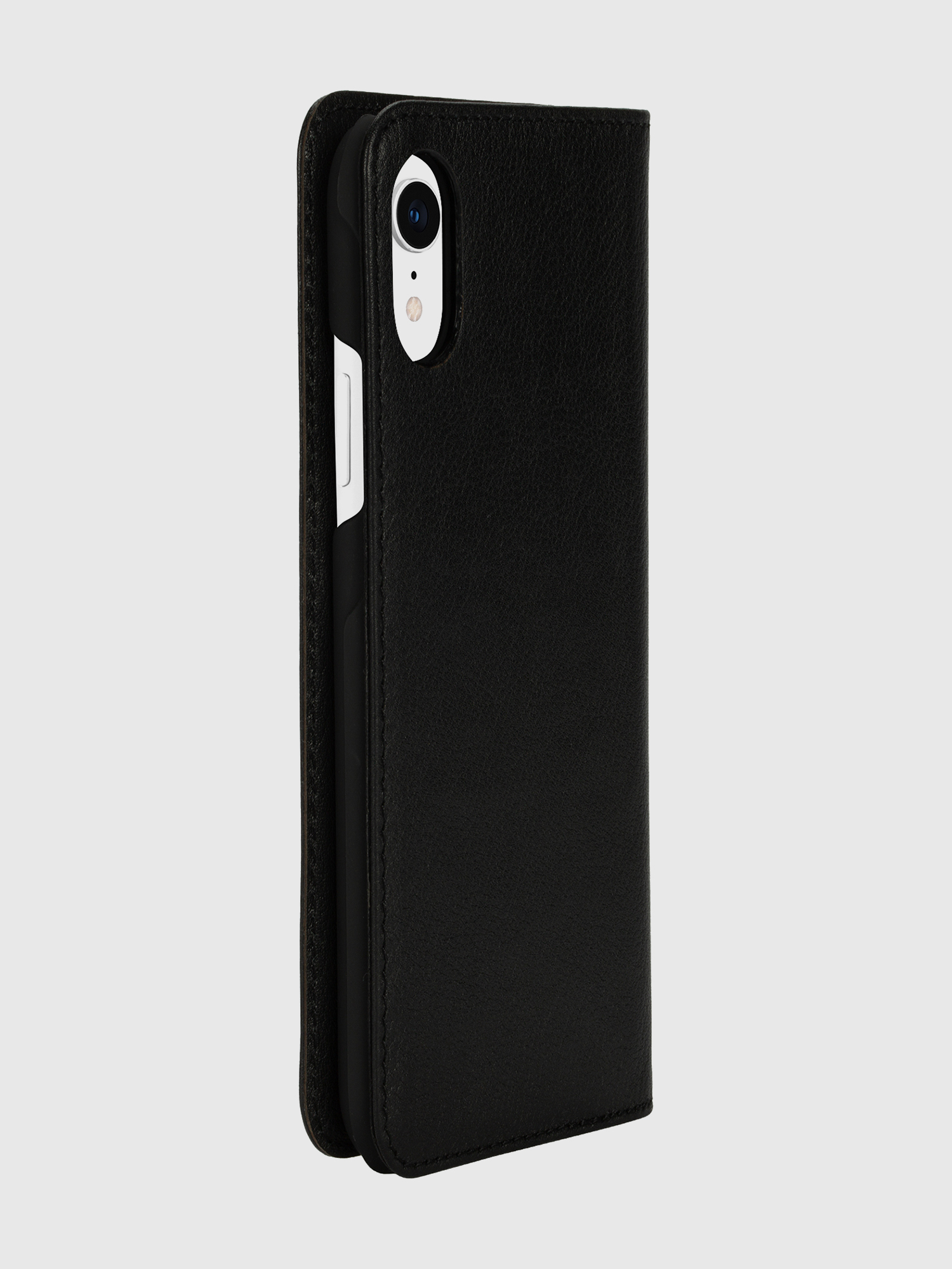 Diesel - DIESEL 2-IN-1 FOLIO CASE FOR IPHONE XR, Unisex's Black leather white vertical logo case, iPhone XR in Black/White - 4