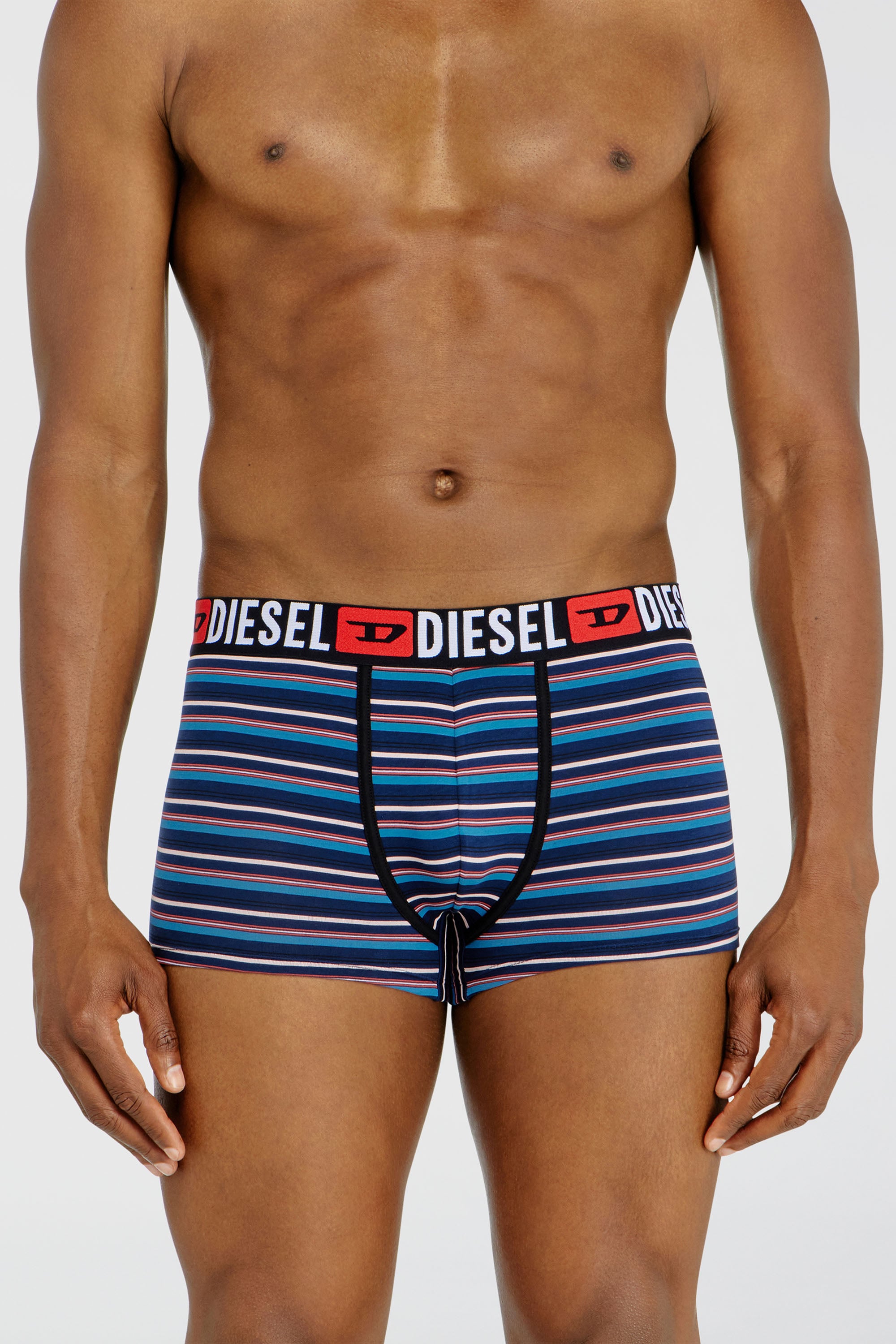 Diesel - UMBX-DAMIENTHREEPACK, Male's 3-pack of stretch cotton trunks with stripes in Blue/Black - 2