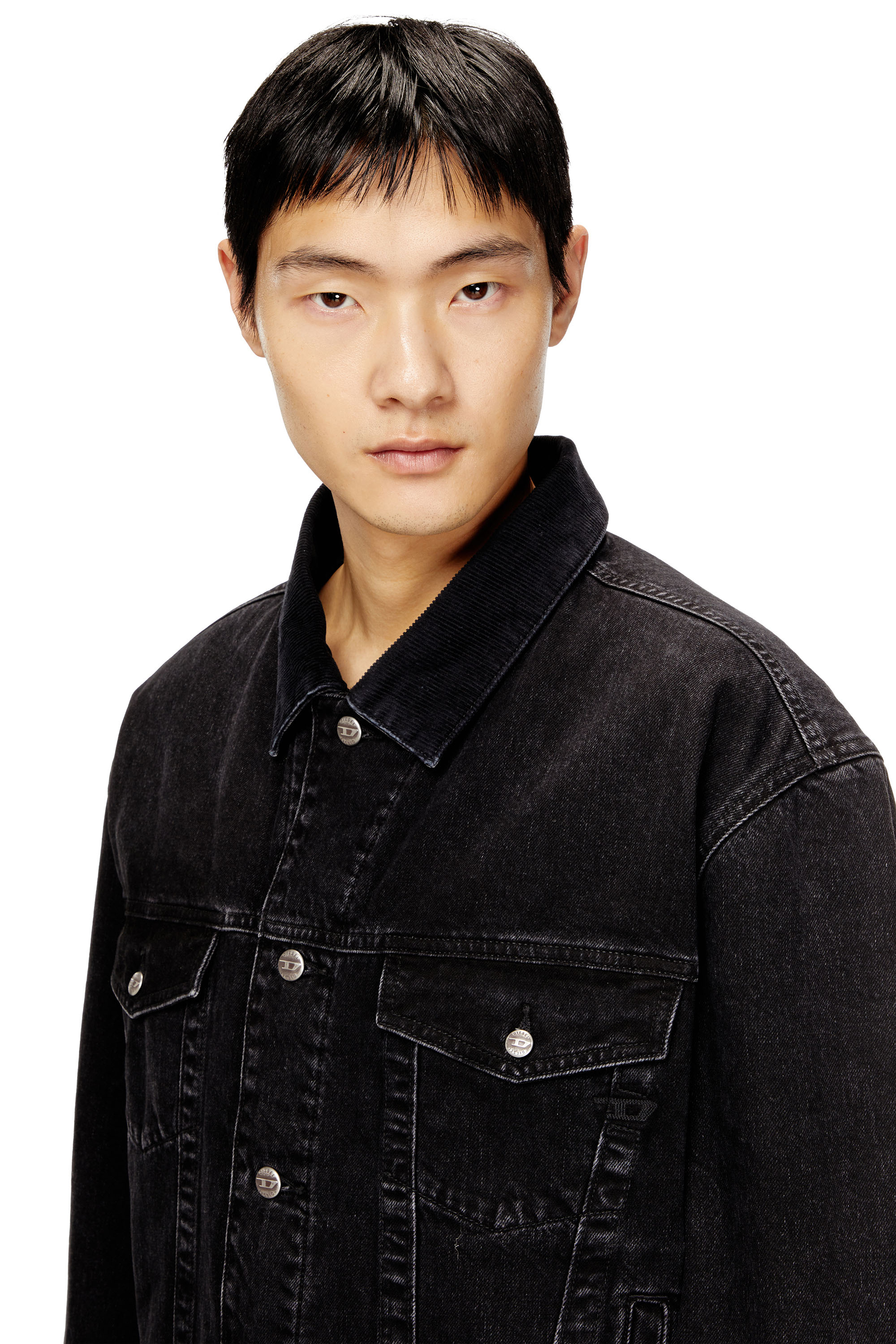 Diesel - D-RANGER-T, Cazadora trucker acolchada en denim Unisex in Negro - 4