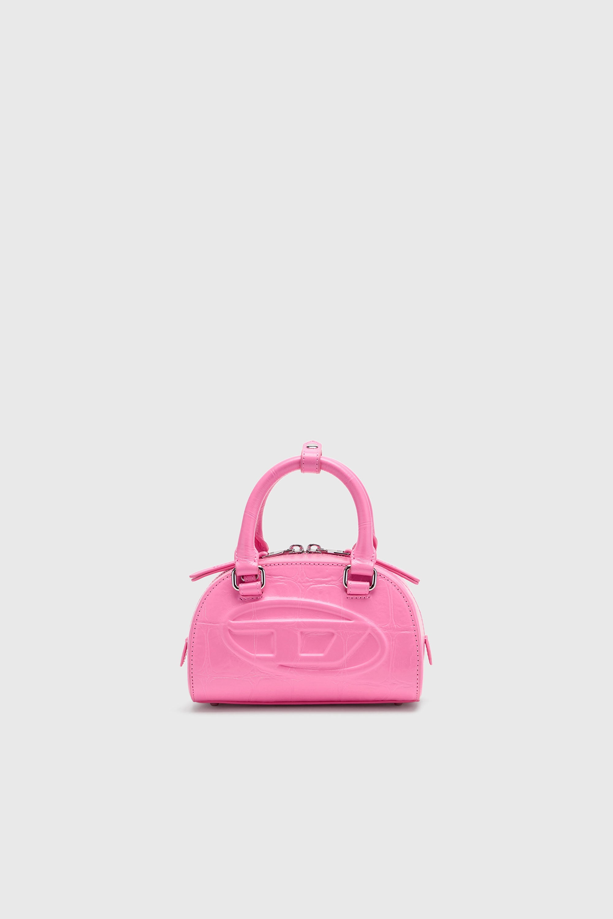Diesel - 1DR DOME CROSSBODY, Woman's 1DR Dome-Small bowling bag in croc-effect leather in Pink - 1
