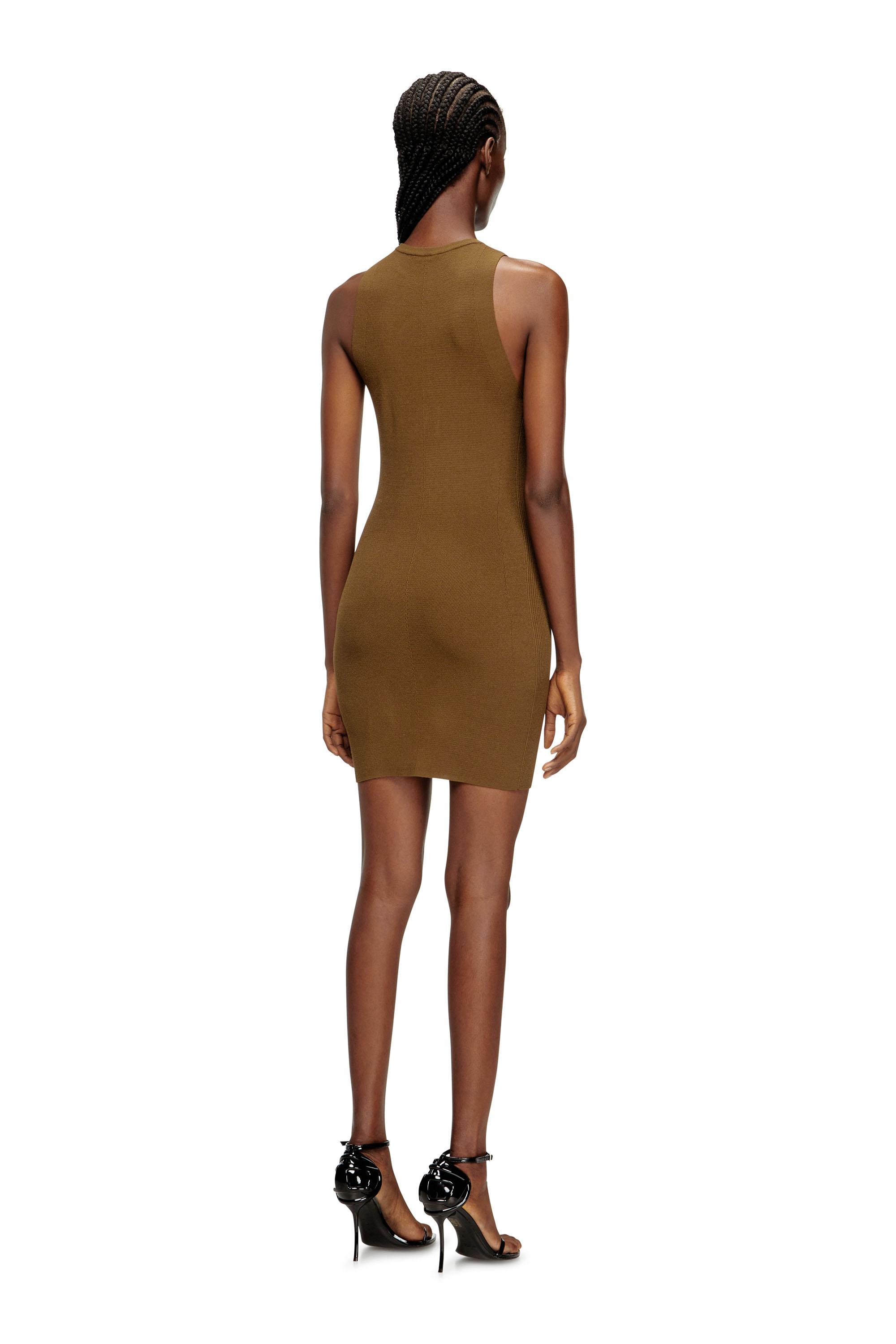 Diesel - M-CADDIX, Female's Ribbed knit sleeveless dress in Brown - 4