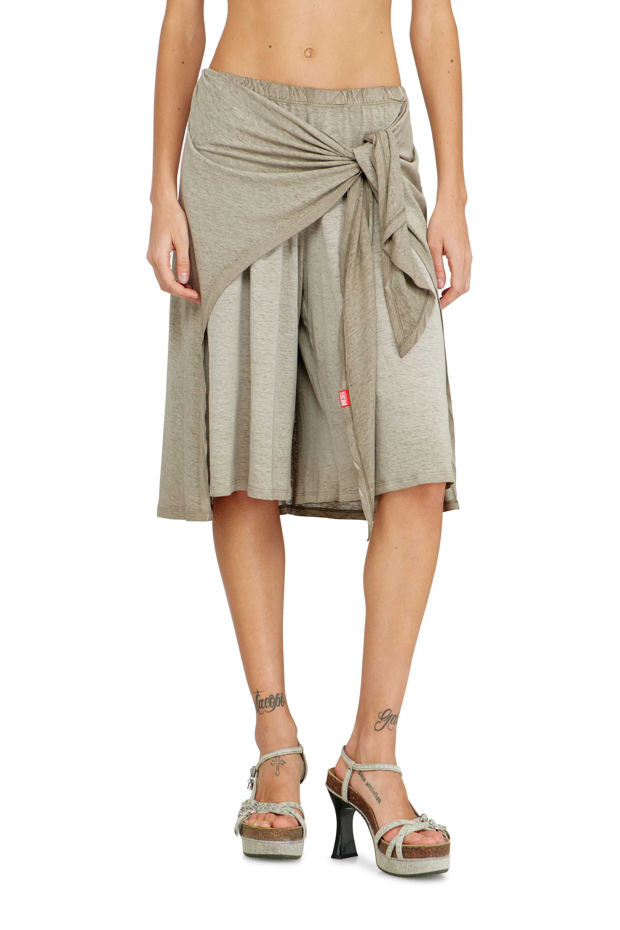 Diesel - P-RALYA, Woman's Hemp-cotton bermuda shorts with wrap detail in null - 1