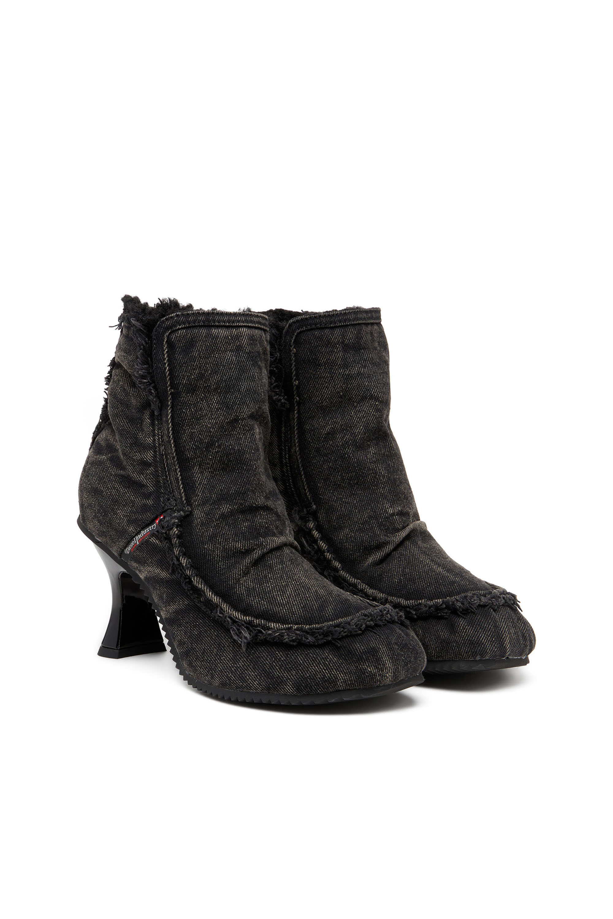 Diesel - D-WOODSTOCK HEEL AB, Woman's D-Woodstock - Denim boots with heel in Black - 2