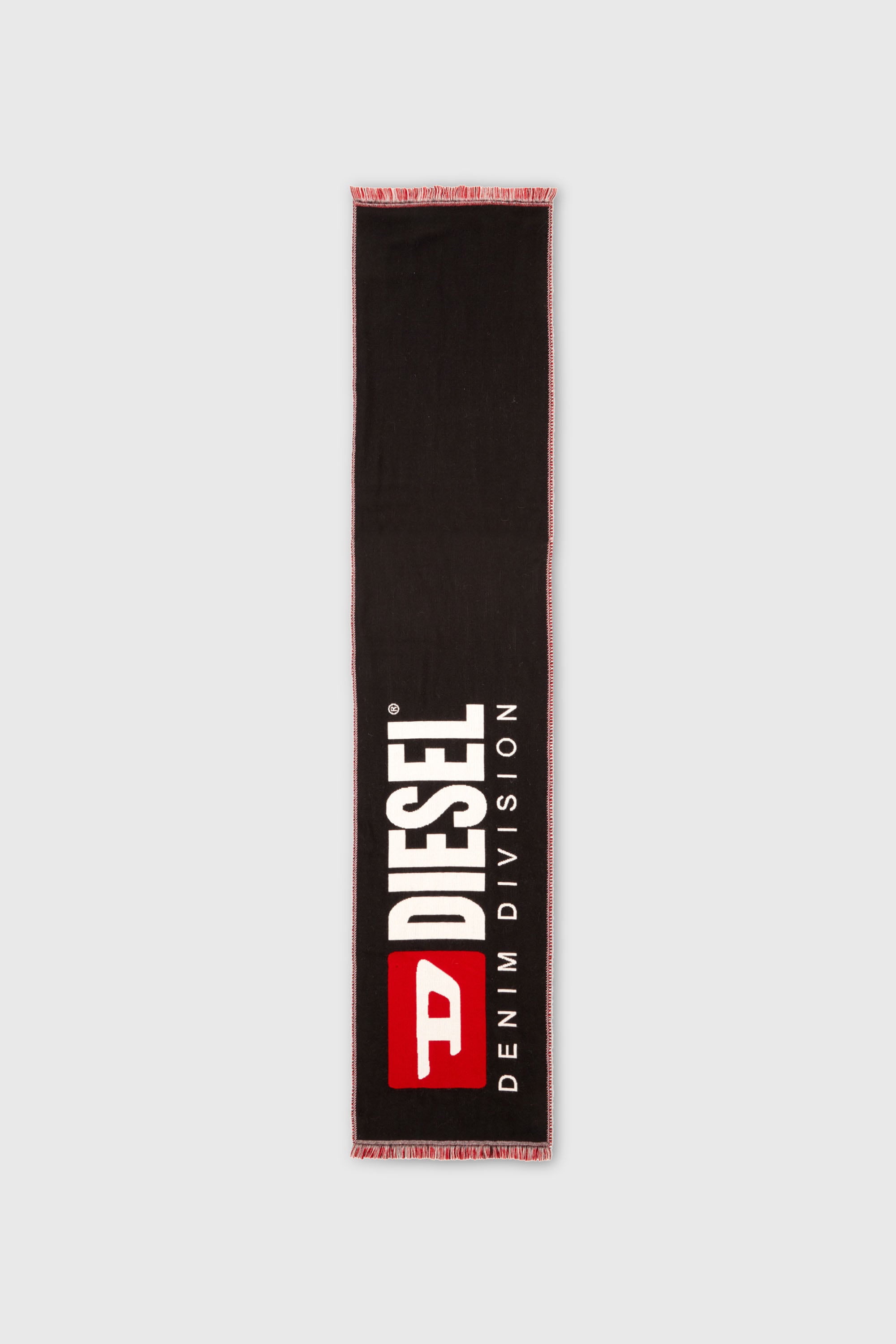 Diesel - S-DIV, Male's Wool-blend scarf with maxi jacquard logo in Black/Red - 2