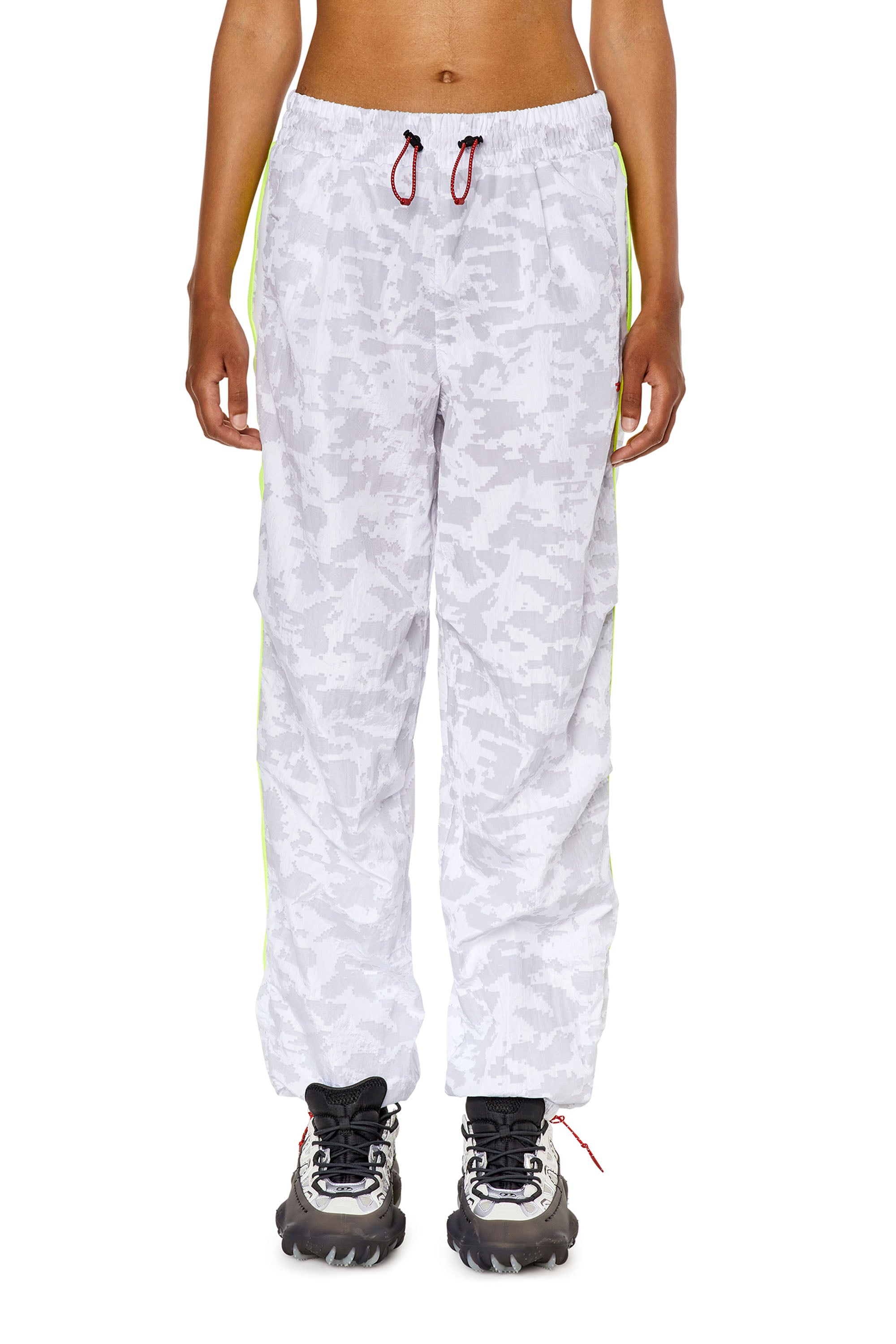 Diesel - AWWB-ELIZA-HT43, Woman's Track pants with pixelated print in Grey/Yellow - 3