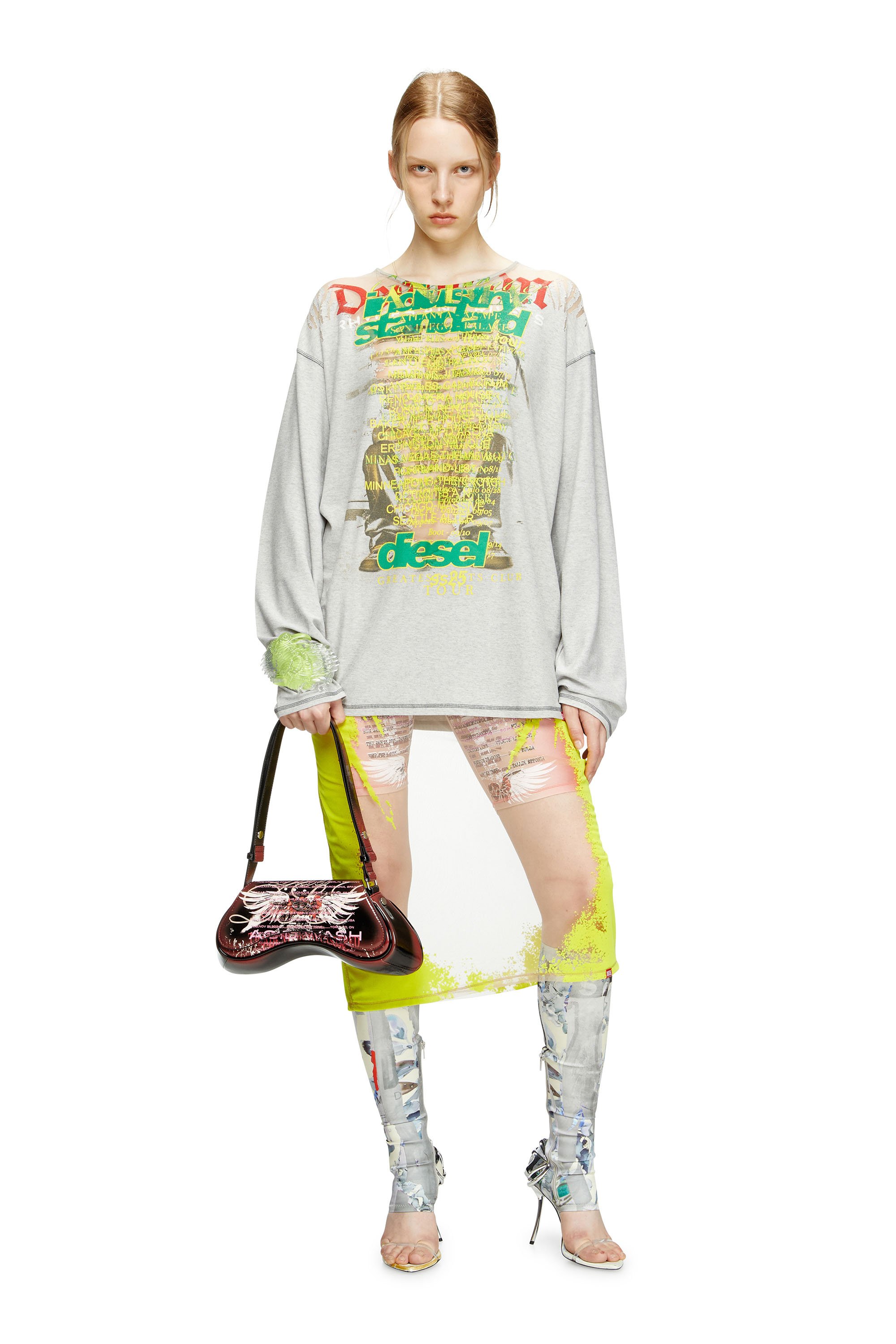 Diesel - T-JERRY-B, Unisex's Long-sleeve T-shirt with lyrics print in Grey - 4