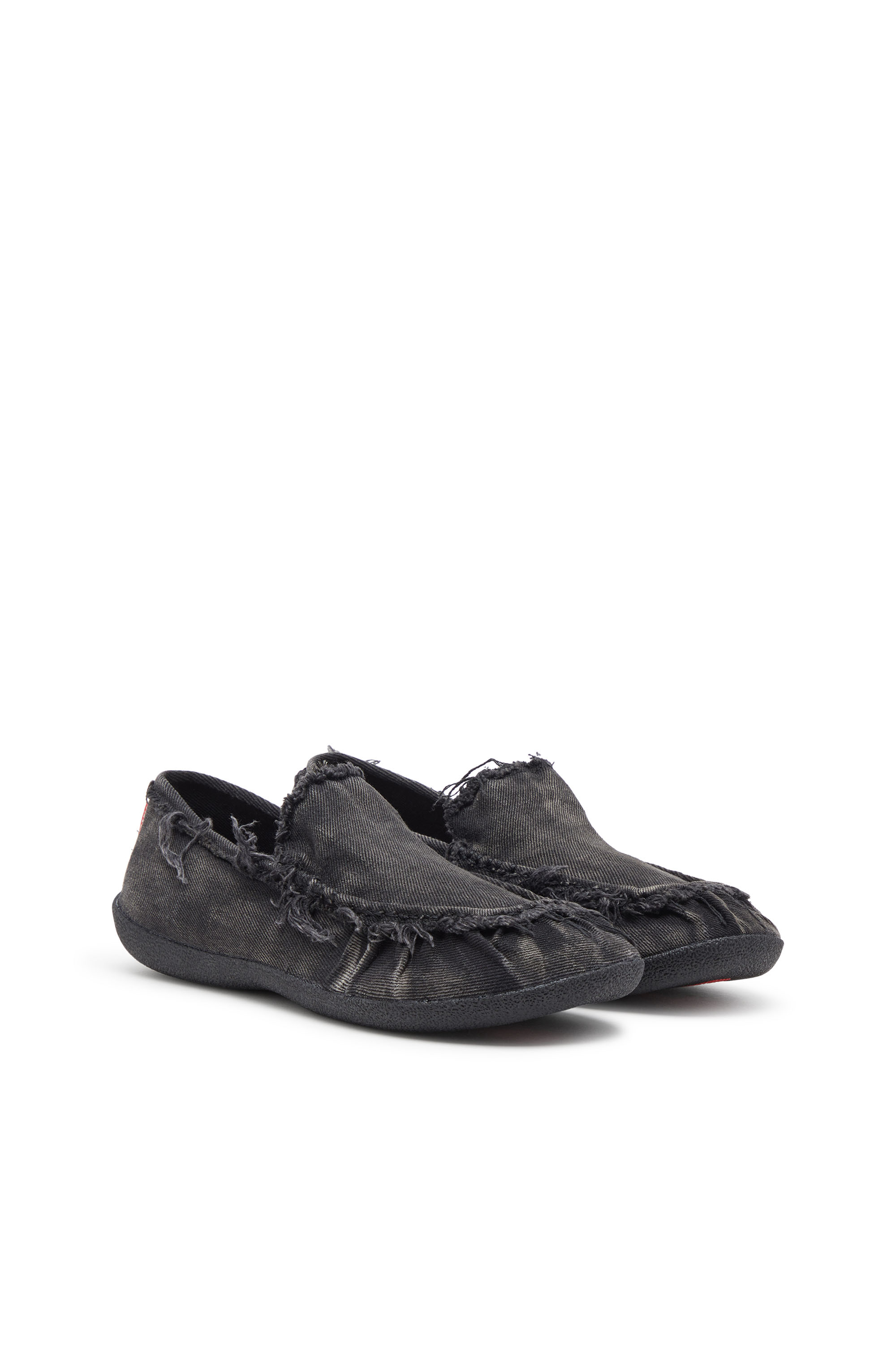 Diesel - D-SHOCK MOC, Male's D-Shock-Distressed denim loafers in Black - 3