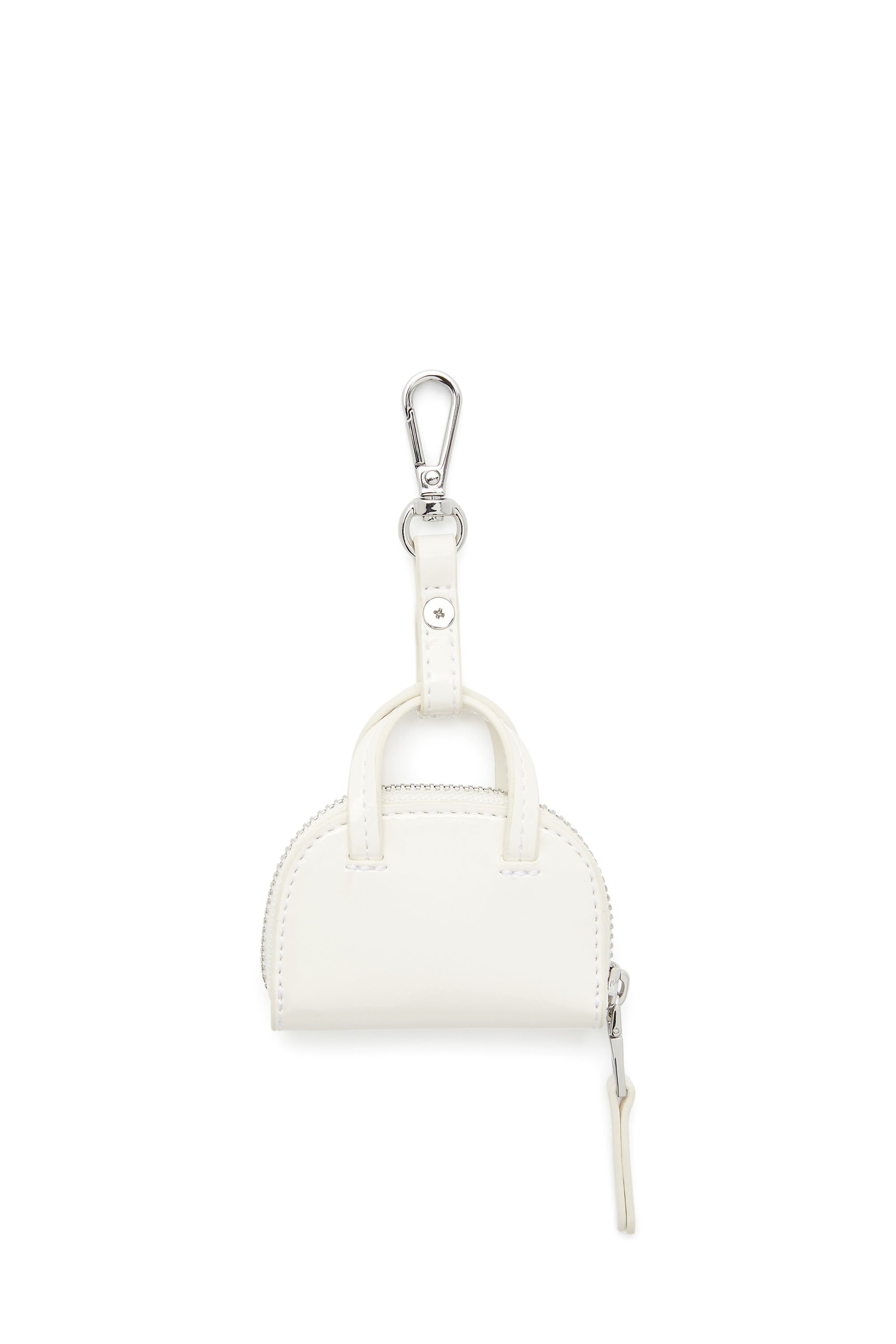 Diesel - 1DR DOME CHARMS, Porte-clés en naplak froissé et brillant Femme in Blanc - 3