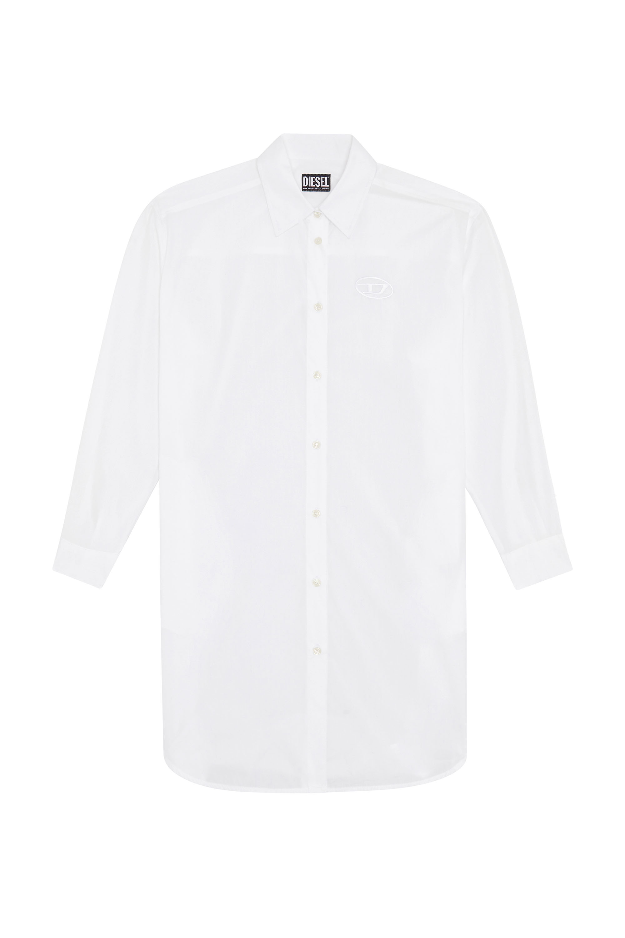 Diesel - D-LUNAR-B, Woman's Shirt dress with 3D embroidery in White - 2