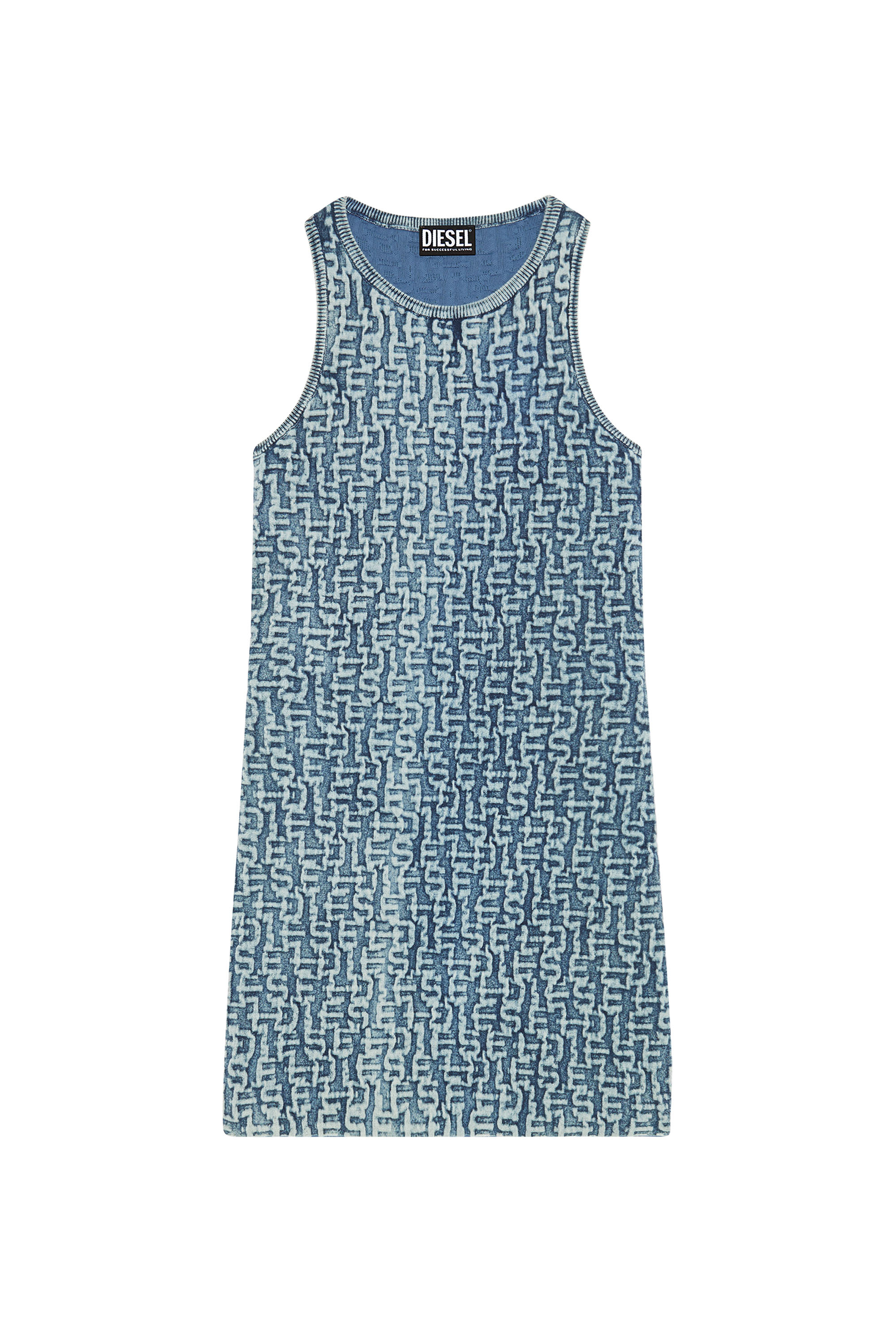 Diesel - M-YRTA, Vestido corto con tirantes de tejido el&aacute;stico con logotipo Mujer in Azul marino - 2