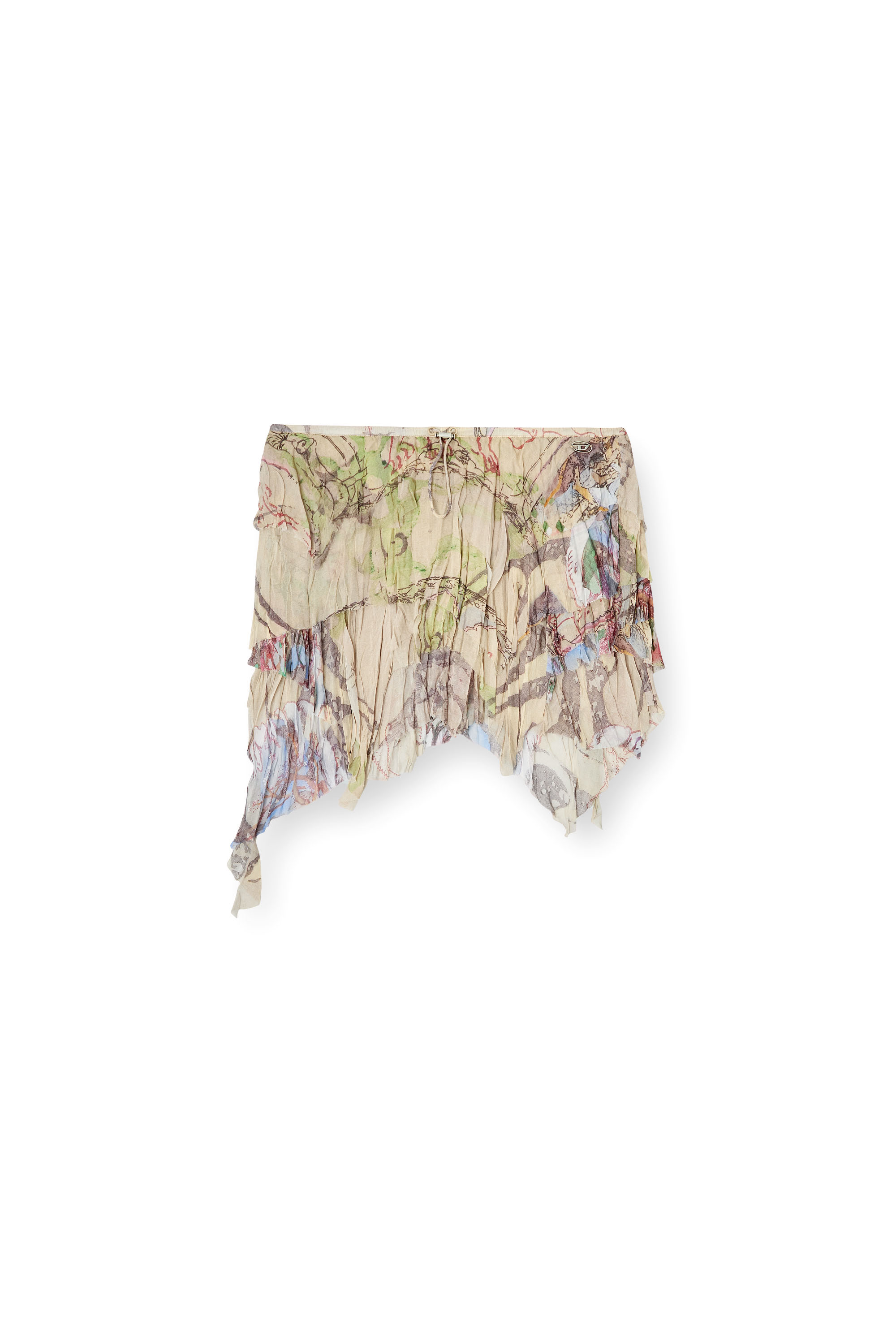 O-SILLA, Beige Diesel - O-SILLA, Female's Crinkled skirt mixed medieval print in Beige - 2