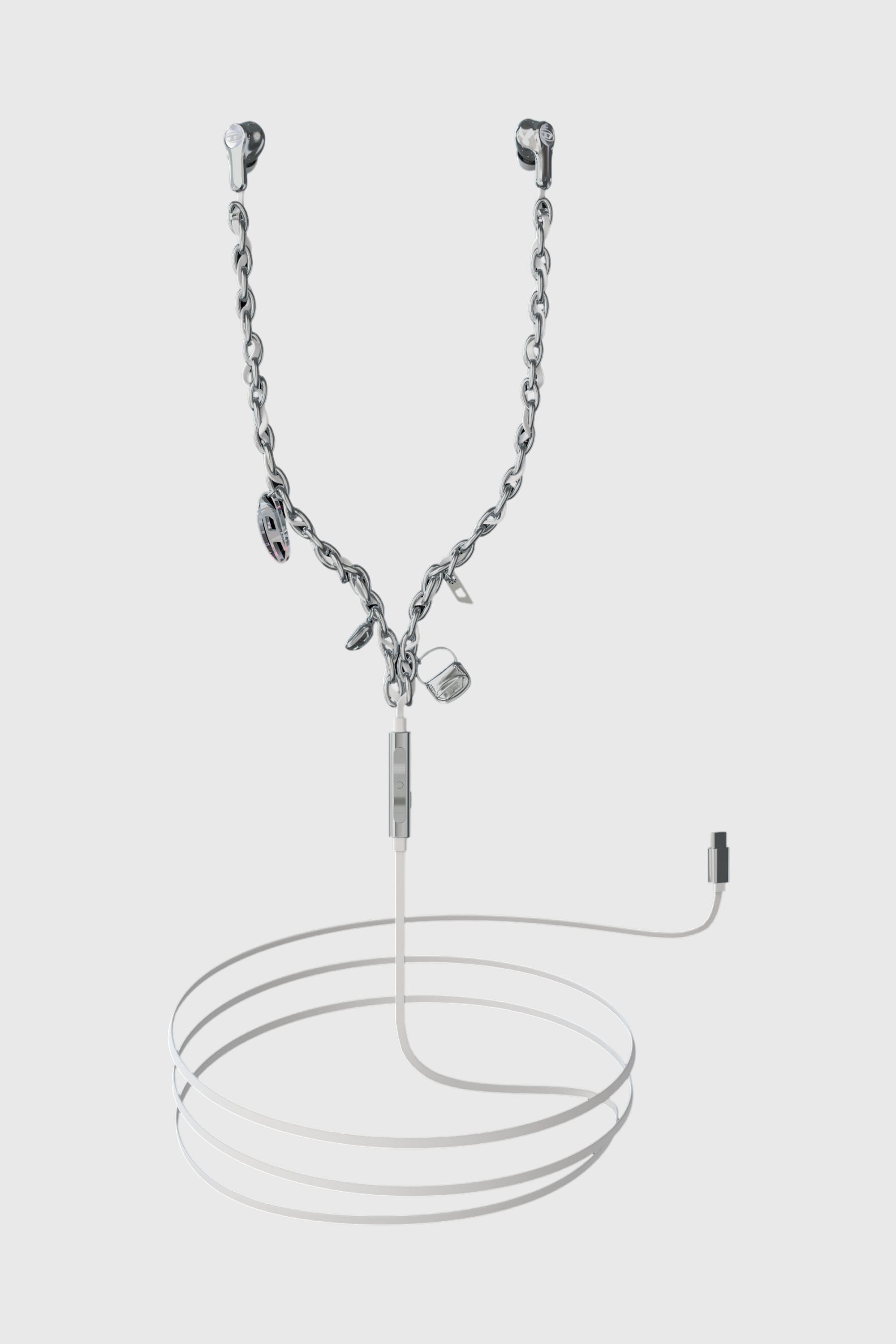 Diesel - 60458  WIRED EARBUDS WIRED EARBUDS, &Eacute;couteurs filaires et charms Mixte in Gris argent&eacute; - 1