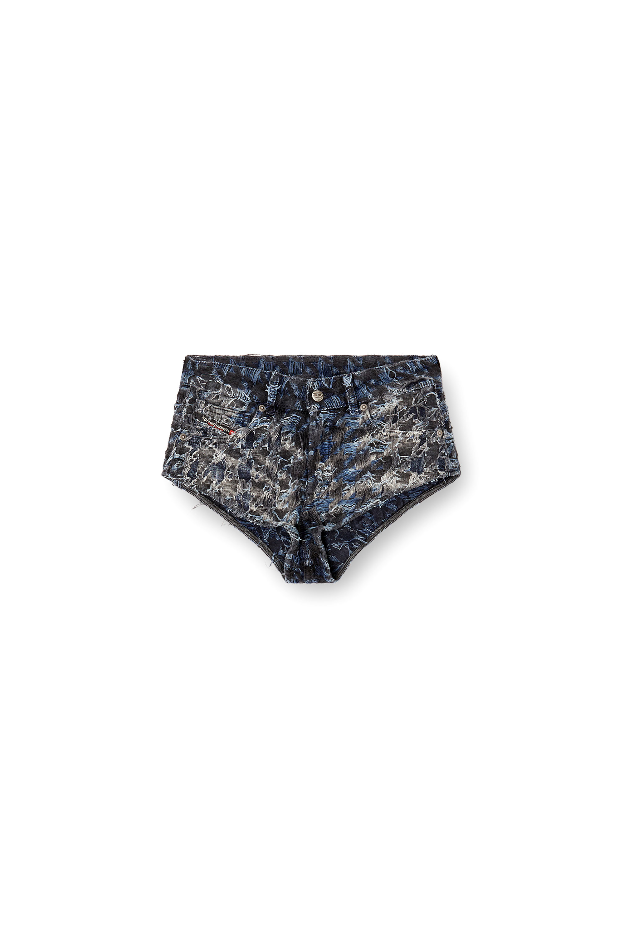 Diesel - DE-JIZZ-FSH2, Short en denim tie-dye à motif pied-de-poule Femme in Bleu - 3