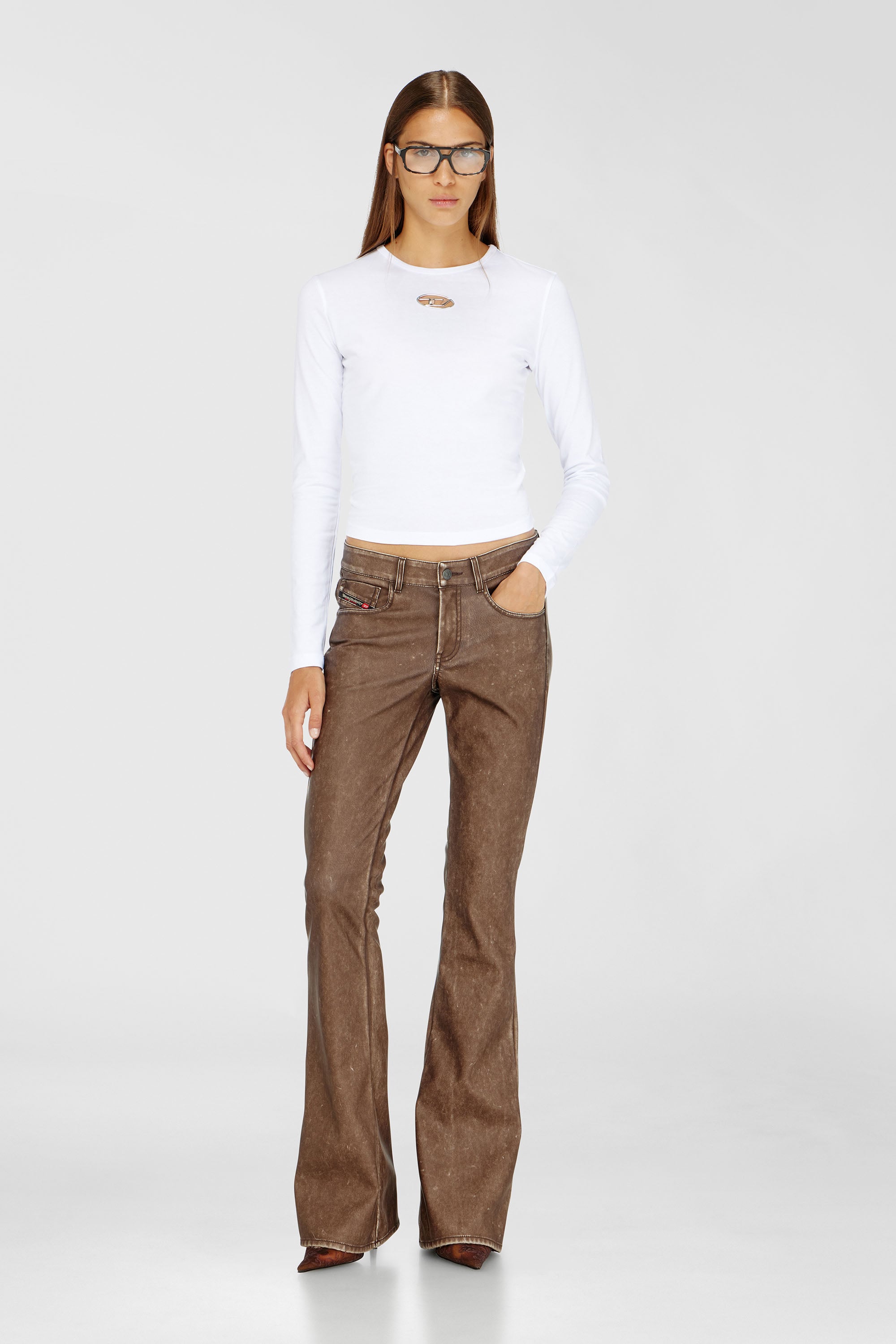 Diesel - T-UNCUTIE-LONG-LS-OD, Top de manga larga con recorte Oval D Mujer in Blanco - 2