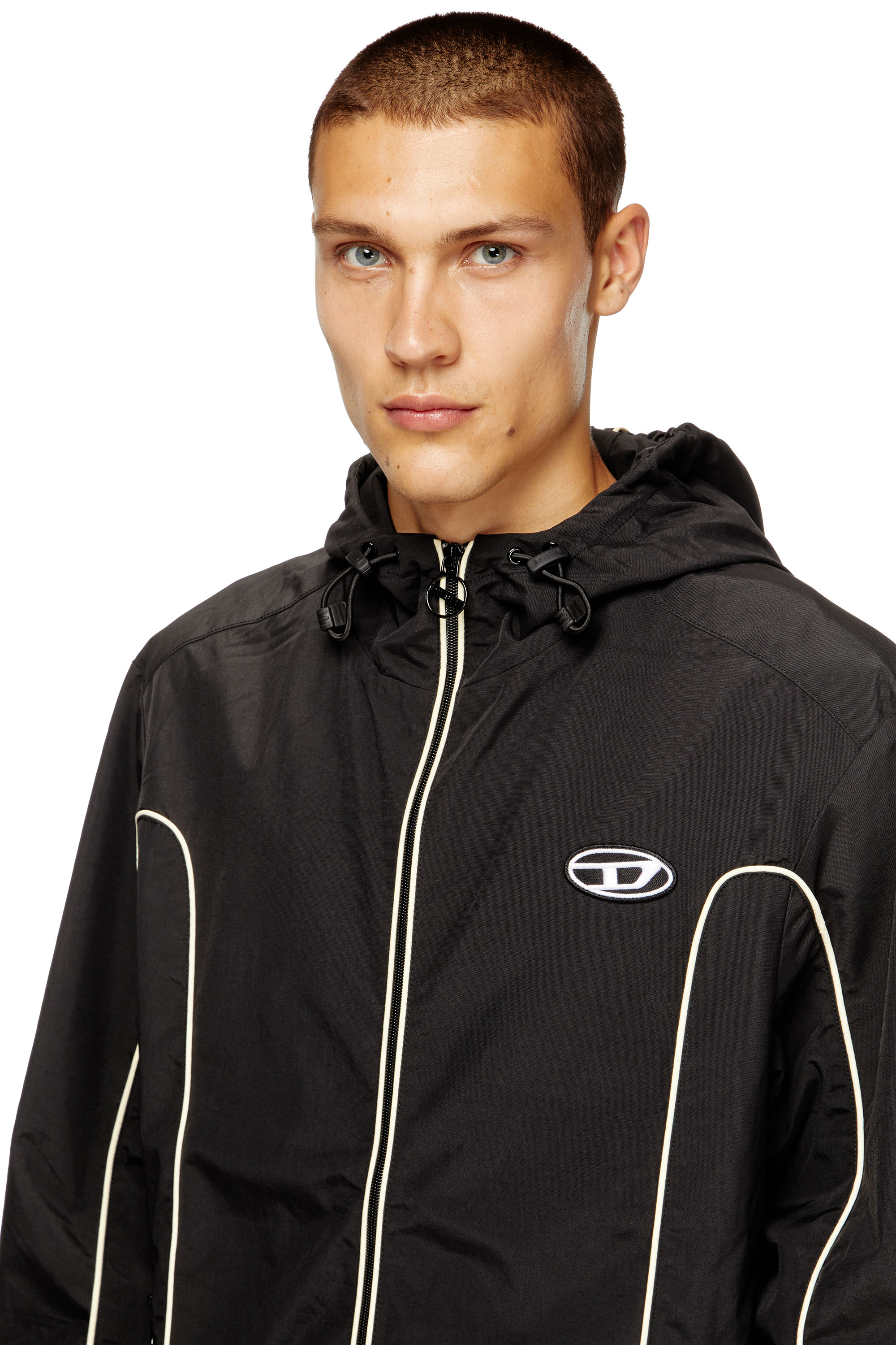 Diesel - J-HIVES, Coupe-vent avec passepoil contrasté Homme in Noir - 4