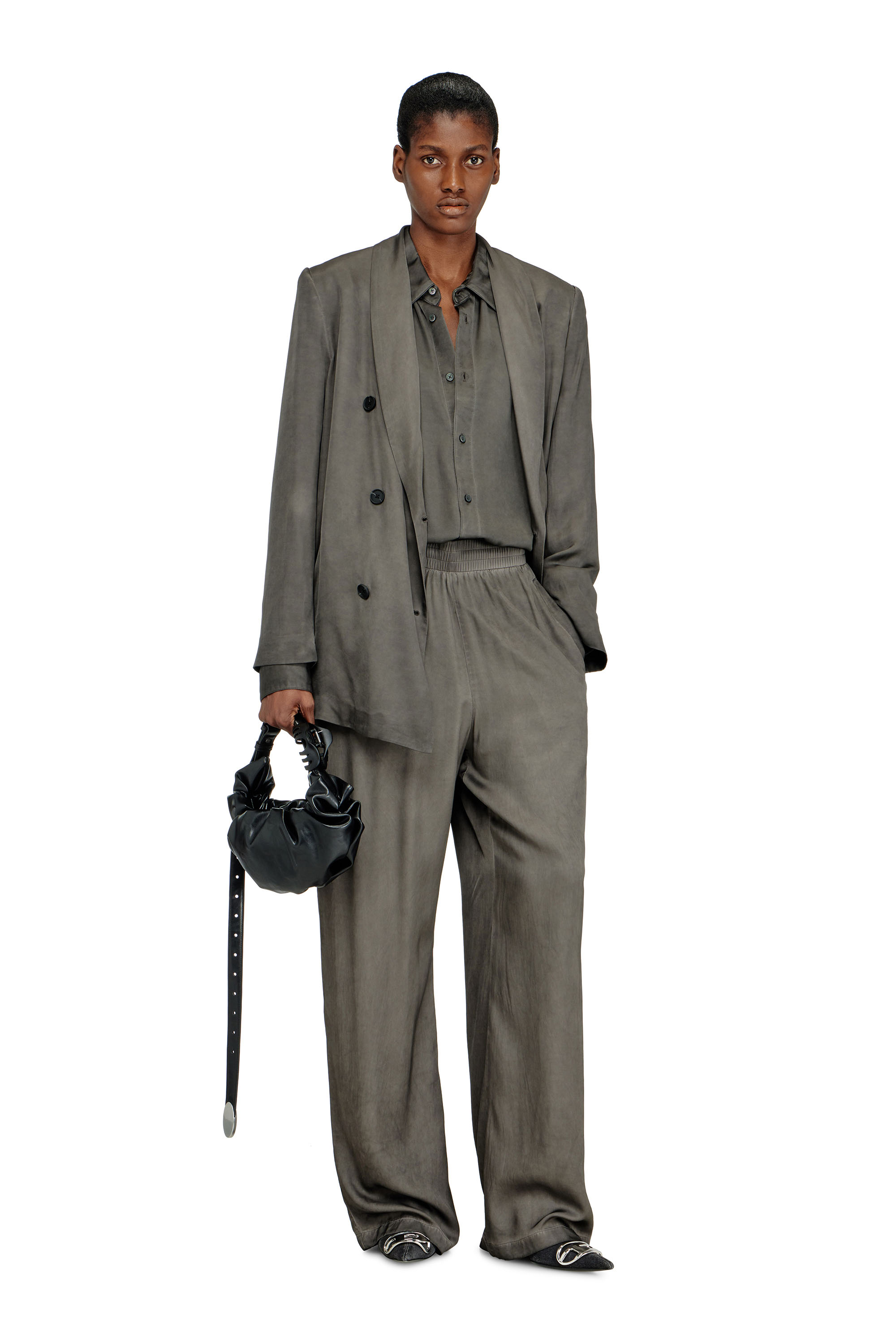 Diesel - G-AVINA-S1, Blazer en viscose fluide trait&eacute;e Femme in Gris - 2