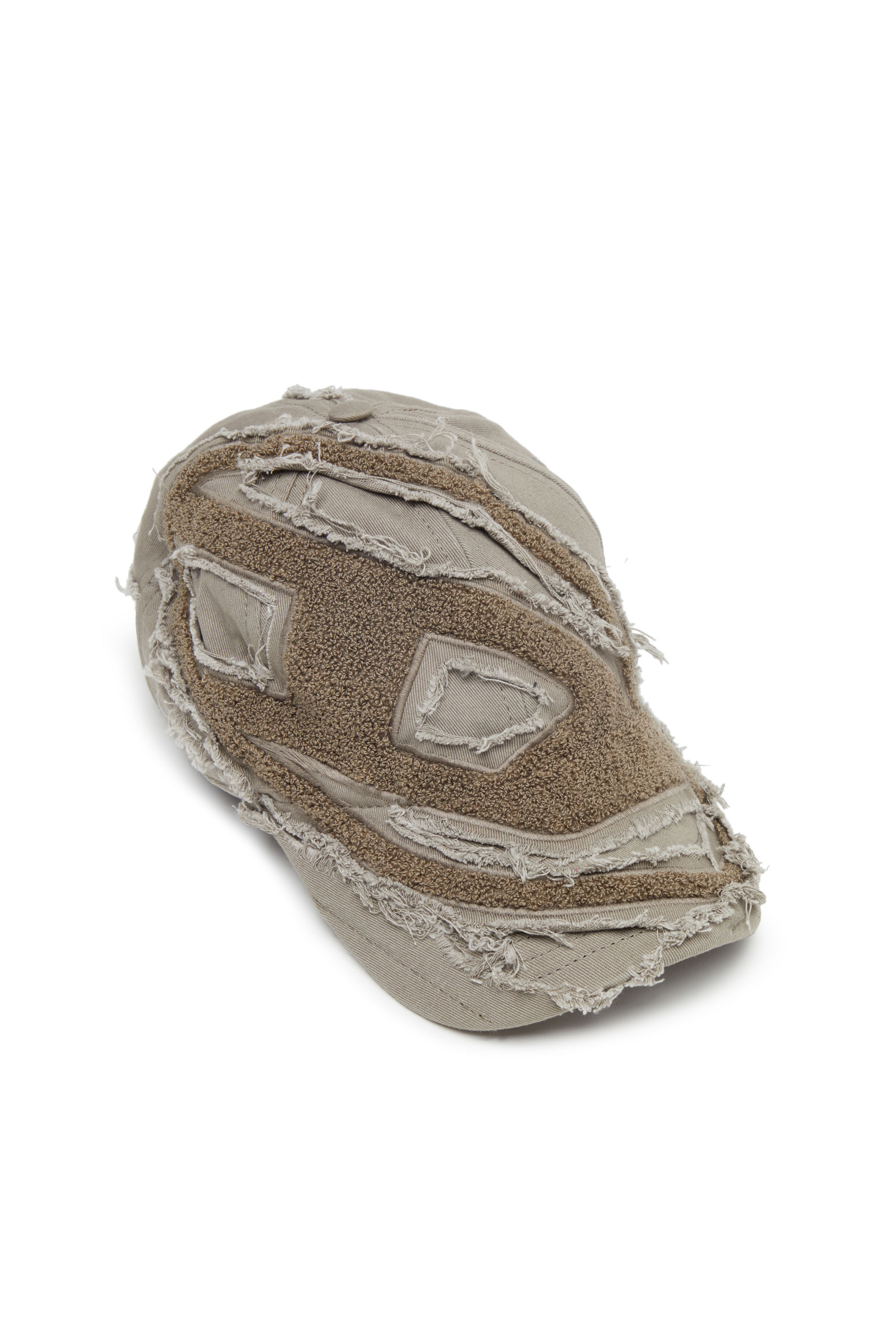 Diesel - C-OBI, Man's Baseball cap with towel oval D patch in Brown/Grey - 3