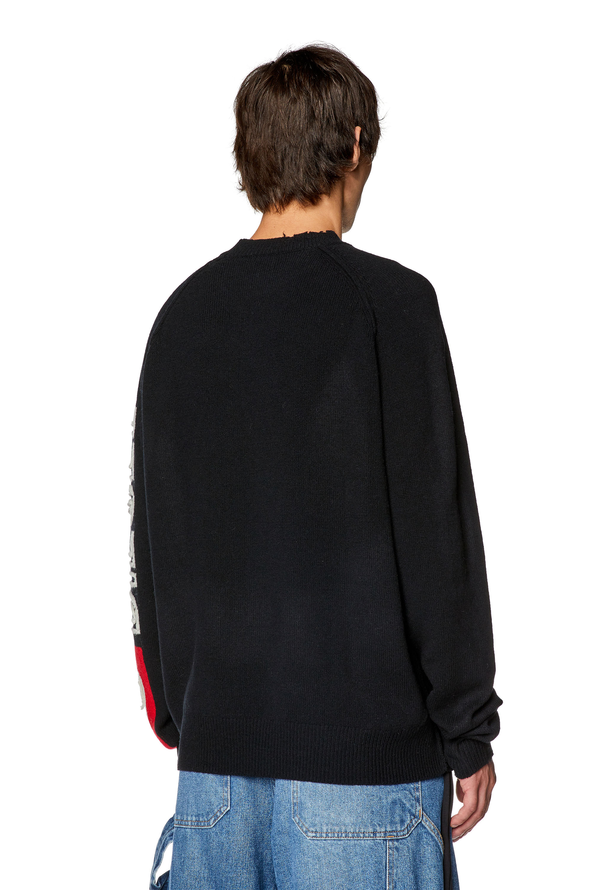 Diesel - K-SARIA, Man's Wool sweater with cut-up logo in Black - 4