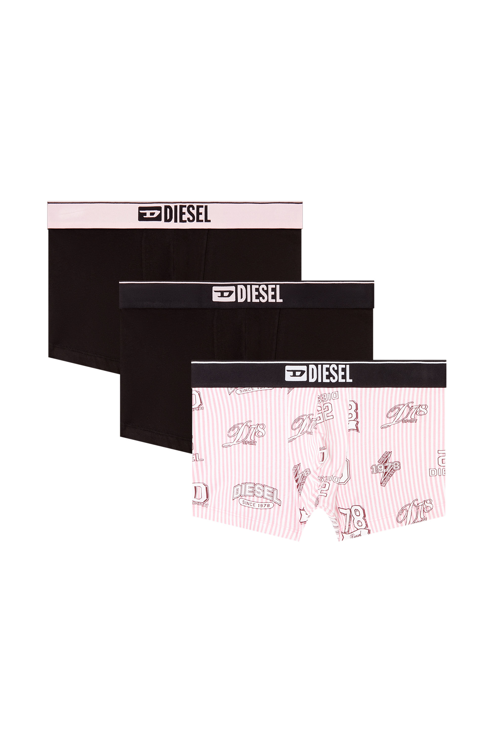 Diesel - DAMIEN-D-BOX-3PACK, Man's 3-pack of stretch cotton boxers with all-over print in Black/White - 4