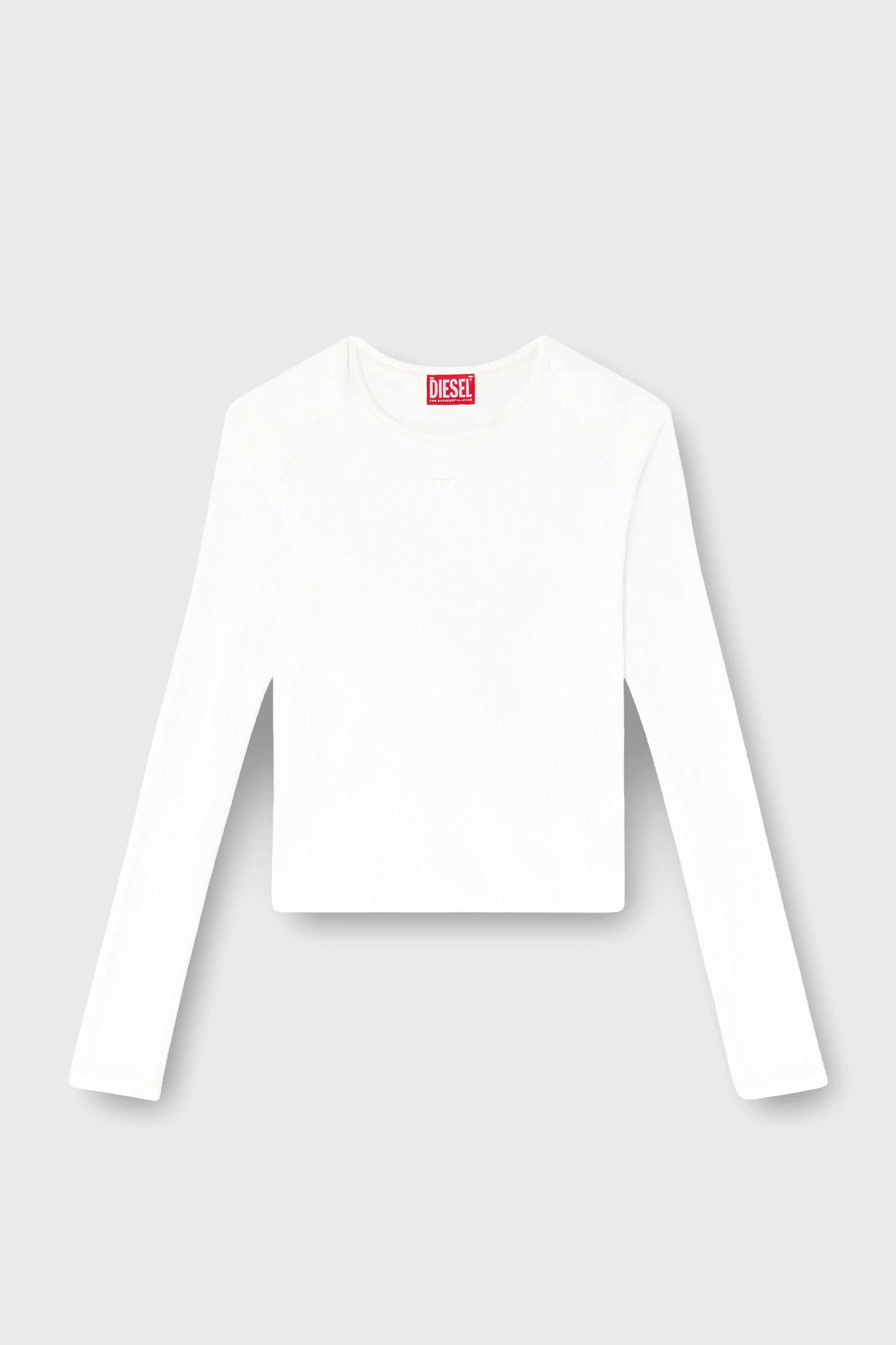 Diesel - T-ASAY-PL, Camiseta de manga larga fruncida en punto doble capa Mujer in Blanco - 2