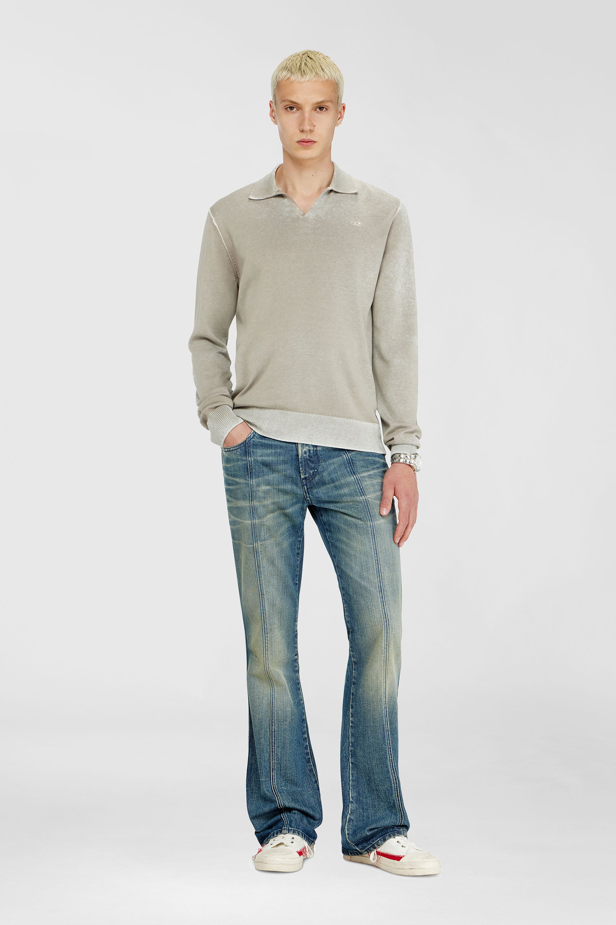 Diesel - K-LAWRENCE, Jersey polo con estampado inverso deste&ntilde;ido Hombre in Beige - 2