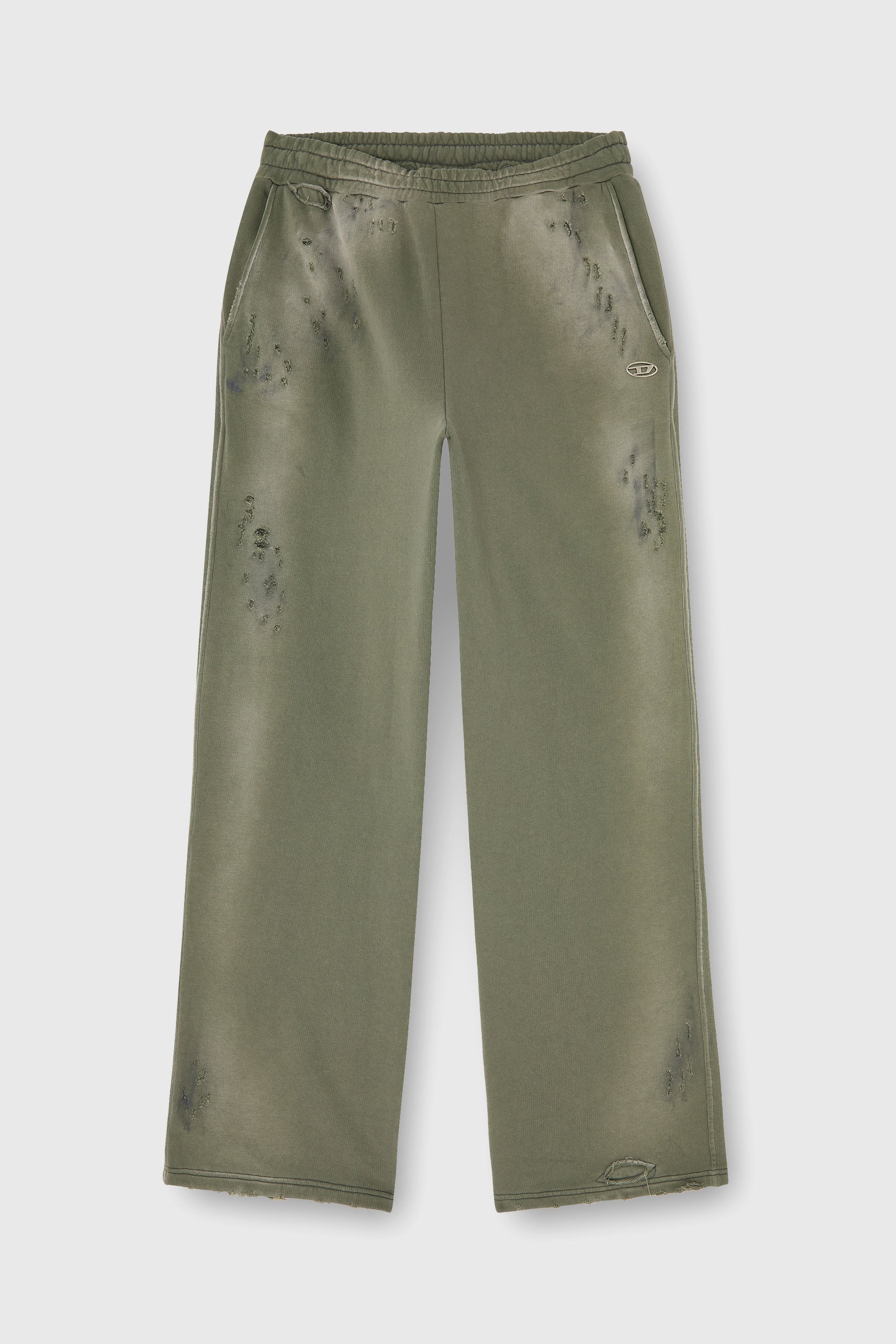 Diesel - P-KEITH, Pantalon de surv&ecirc;tement en coton effet destroyed Homme in Vert - 2